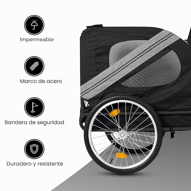 Foto 2 de 7 de Outbee Remolque para Perros 2 en 1 - Carrito y Remolque Plegable para Bicicleta - hasta 35 kg
