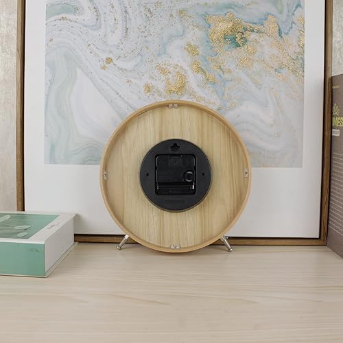 Miniatura 5 de JUSTUP Reloj de mesa moderno, reloj de escritorio de diseño simple de 8 pulgadas para sala de estar, reloj silencioso sin tictac con pilas, reloj