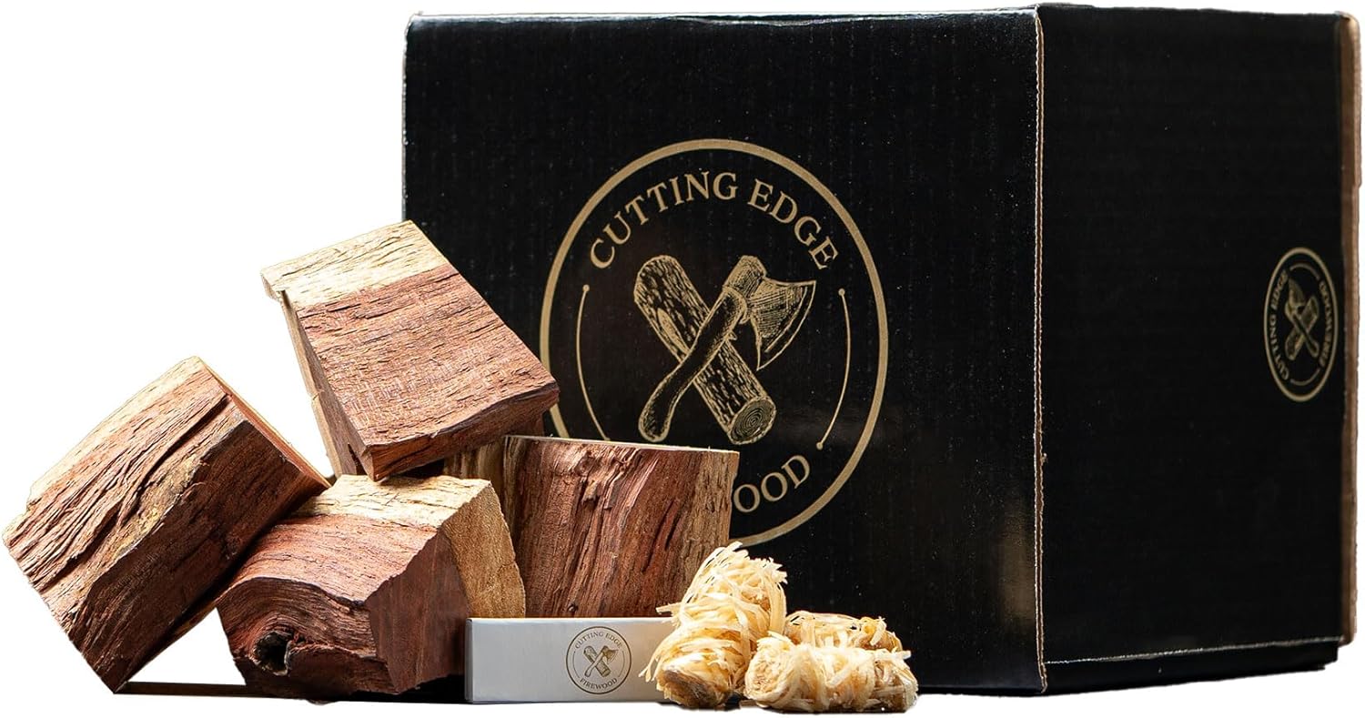 Cutting Edge Firewood - Cherry Smoking Wood Chunks – Large Box (50 lbs) Sweet, Fruity BBQ Flavor with Rosy Finish | Premium Cherry Wood for Smokers, Grills & Kamado Cookers Clean-Burning & Flavorful