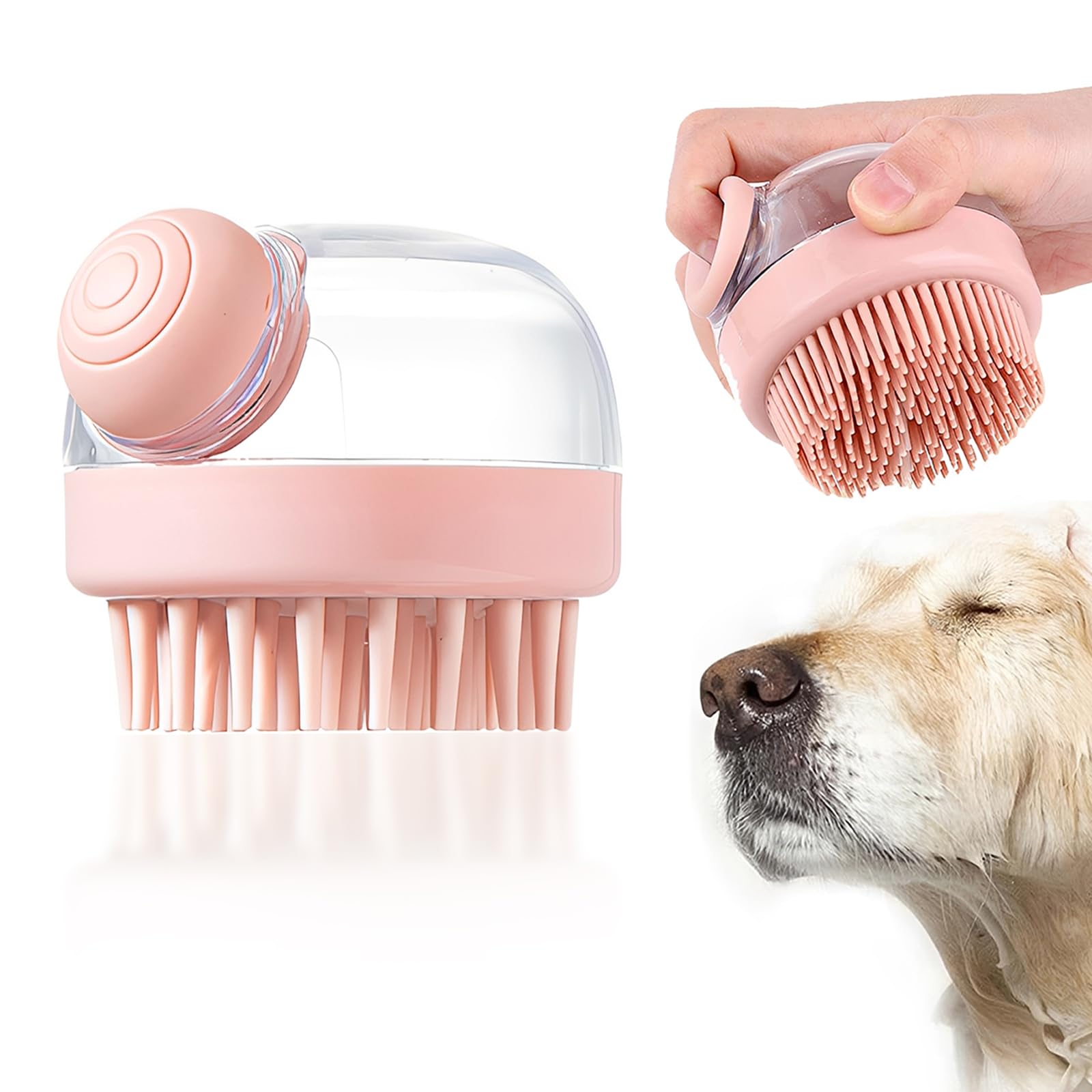 1 Piece Bath Brush with Shampoo Reservoir Bath Brush for Dogs and Cats, Soft Silicone Shampoo Brush, Durable and Easy to Clean