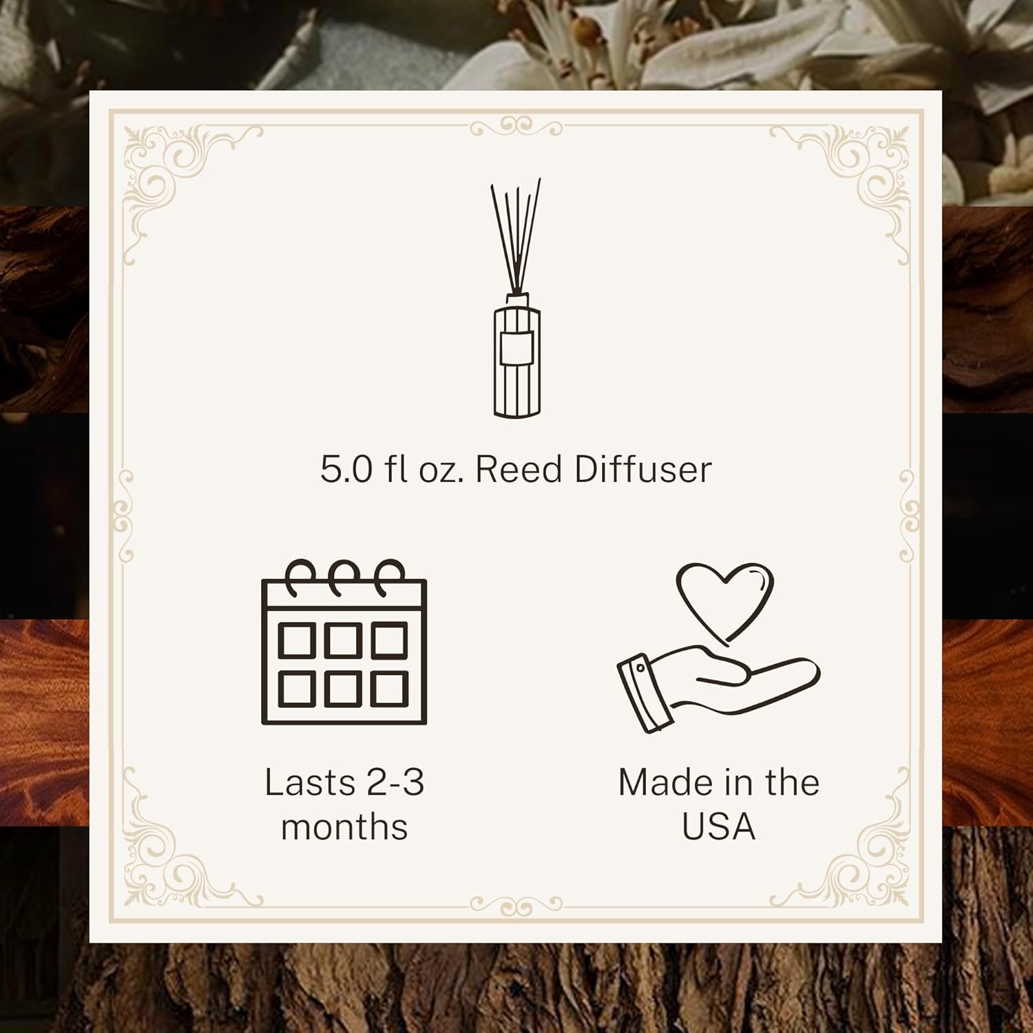 Hotel Lobby Paris Nuit Reed Diffuser – Long Lasting – Black Musk, Sandalwood, Cognac & Tobacco – Refillable Glass Vessel – 9 Diffuser Reeds – Made in USA – 5.0 fl oz (150ml), 10 ¾” H