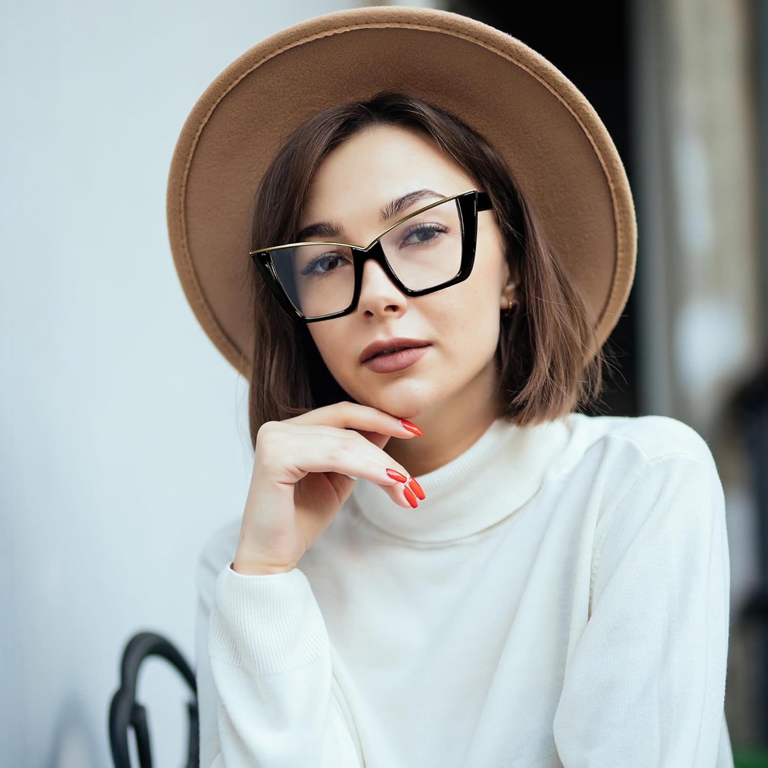 FEISEDY Fashion Cat Eye Blue Light Blocking Glasses for Women Fake Retro Eyeglasses Oversized Stylish Eyewear Frame B0240 - Image 3