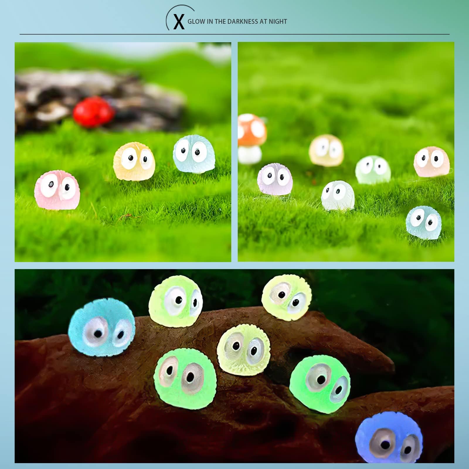 35 Stück Verschiedene Feengarten-Accessoires Figur Waldgeister mit leuchten im Dunkeln Baumelelfen Anime Deko Kodama Garten Dekoration Gartenarbeit, Topfdekoration