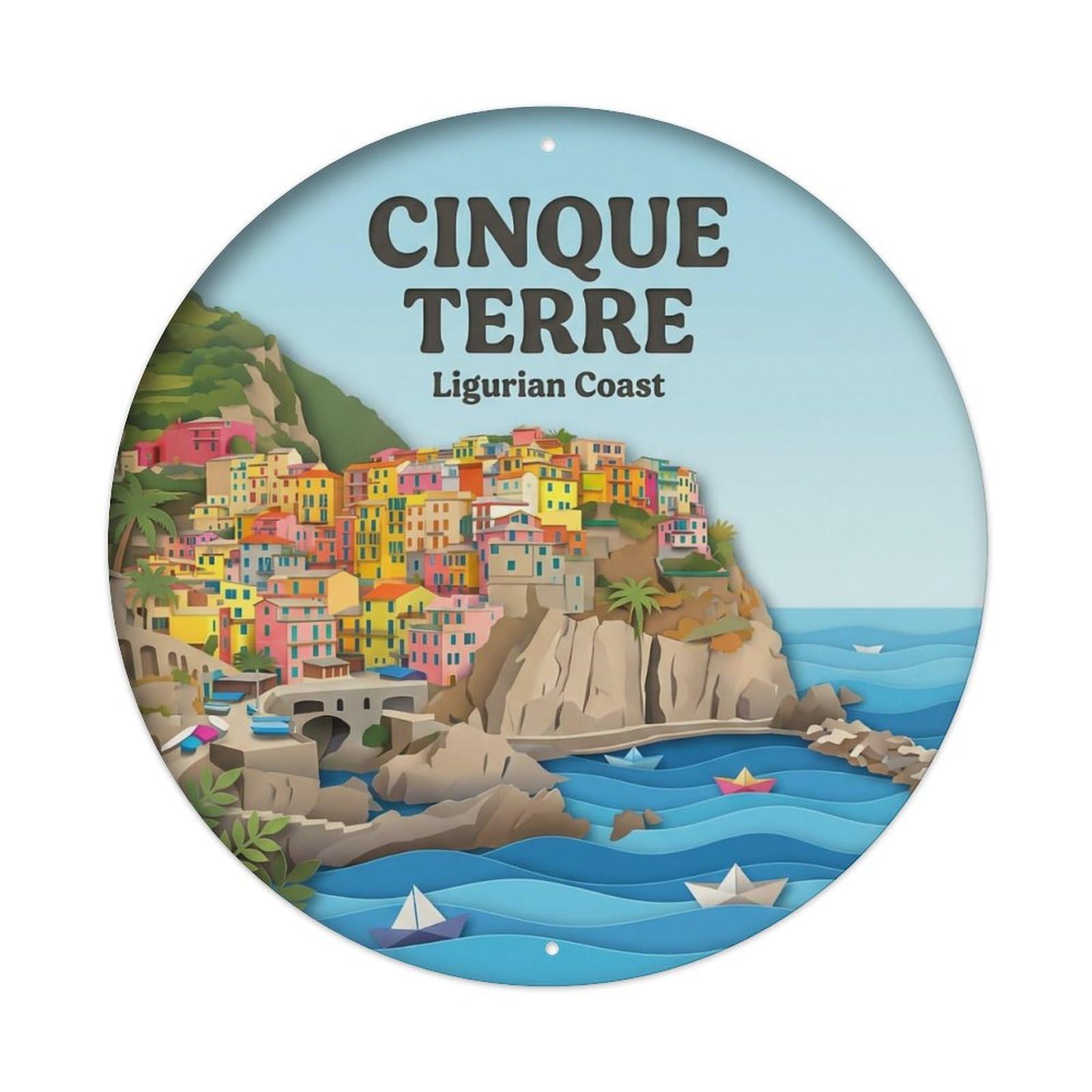 Vintage Travel Cinque Terre Italy Responsibility Metal Tin Sign
