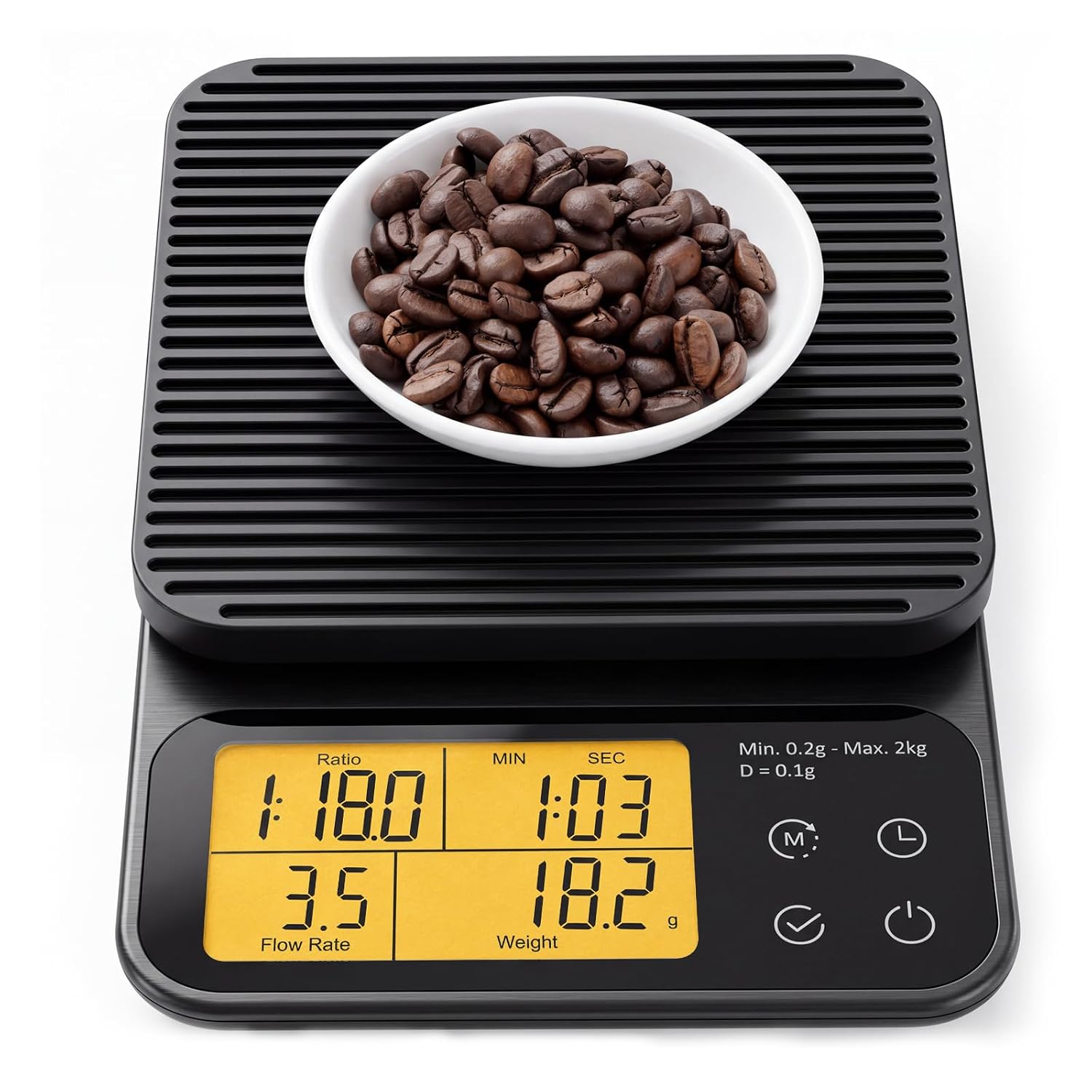 Pour Over Coffee Scale with Timer, 0.1g Precision, 2kg Capacity