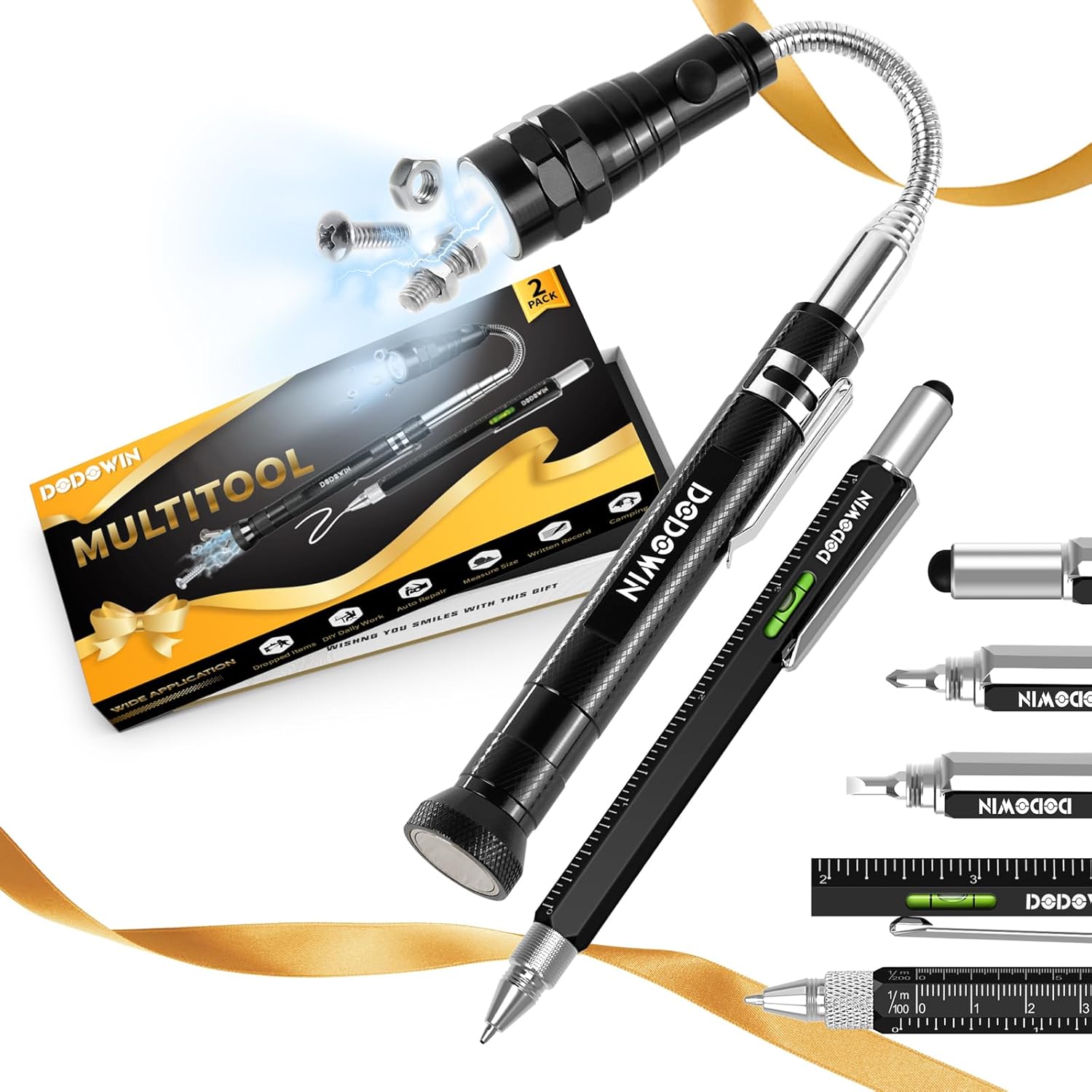 DODOWIN Contour Gauge Tool, Stocking Stuffers, Super Gauge Shape Outline Tool for Woodworking,and Extendable Magnet Pickup Tool Set 2PCS, Christmas Stuffers Birthday Gifts for Men Husband Dad