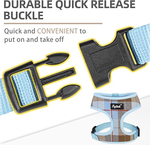 Miniatura 115 de Pupteck - Arnés para perro, chaleco de malla suave con relleno cómodo para cachorros, perros y gatos, evita los tirones, color negro y blanco