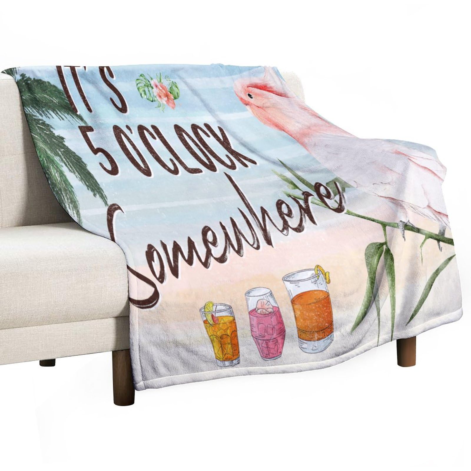Couverture polaire en flanelle It's Five O'clock Somewhere plaid doux 127x152 cm