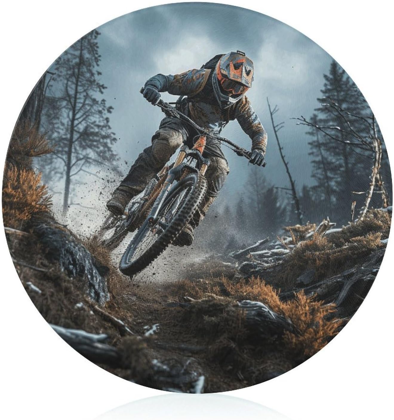 Mountain Bike 8" Tempered Glass Cutting Board for Kitchen