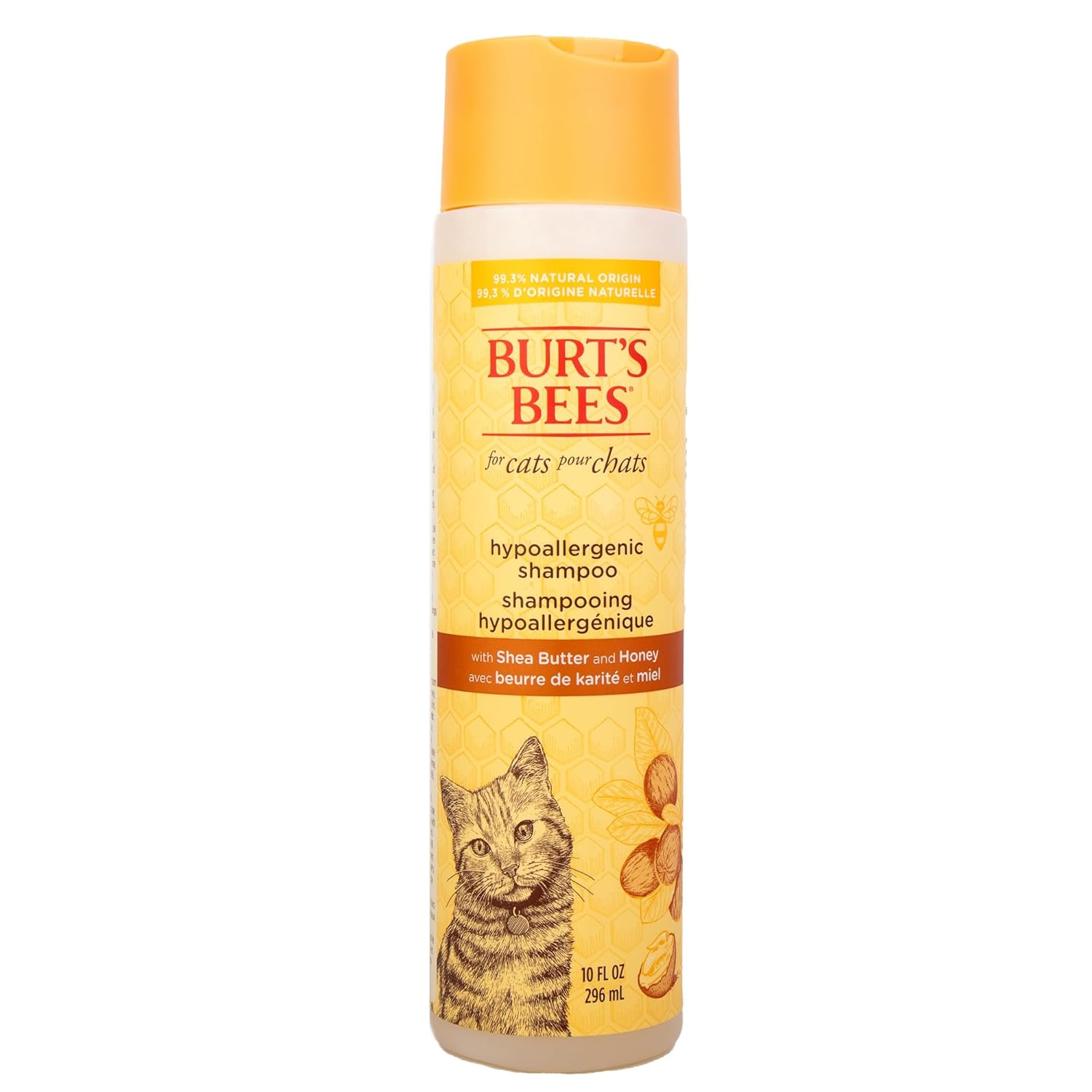 Burt's Bees for Pets Hypoallergenic Cat Shampoo with Shea Butter and Honey, Gentle Formula for Indoor Cats with Dry or Sensitive Skin, pH Balanced, Fragrance-Free, 10 Fl Oz