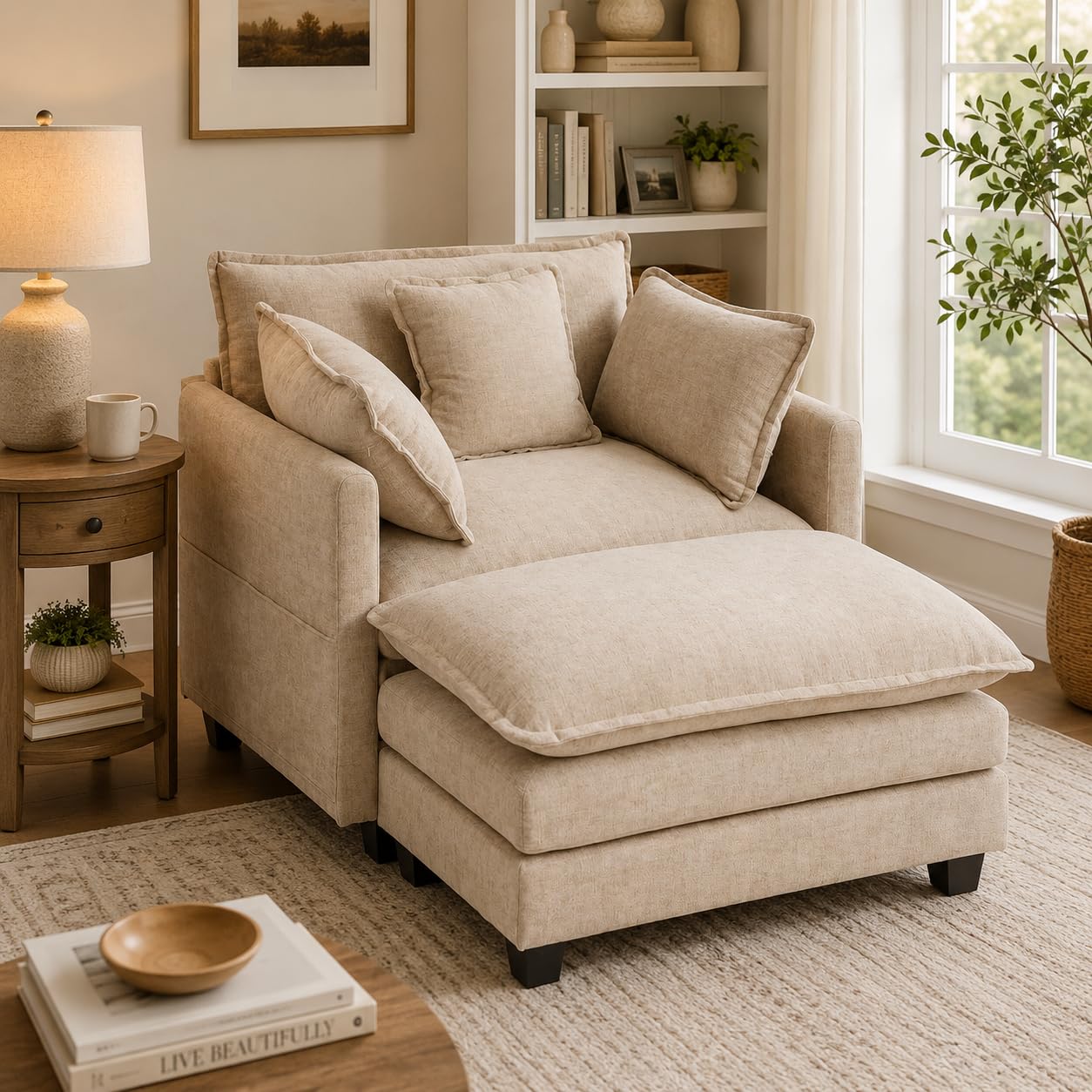 LUXSeatful 41' Oversized Chair with Ottoman