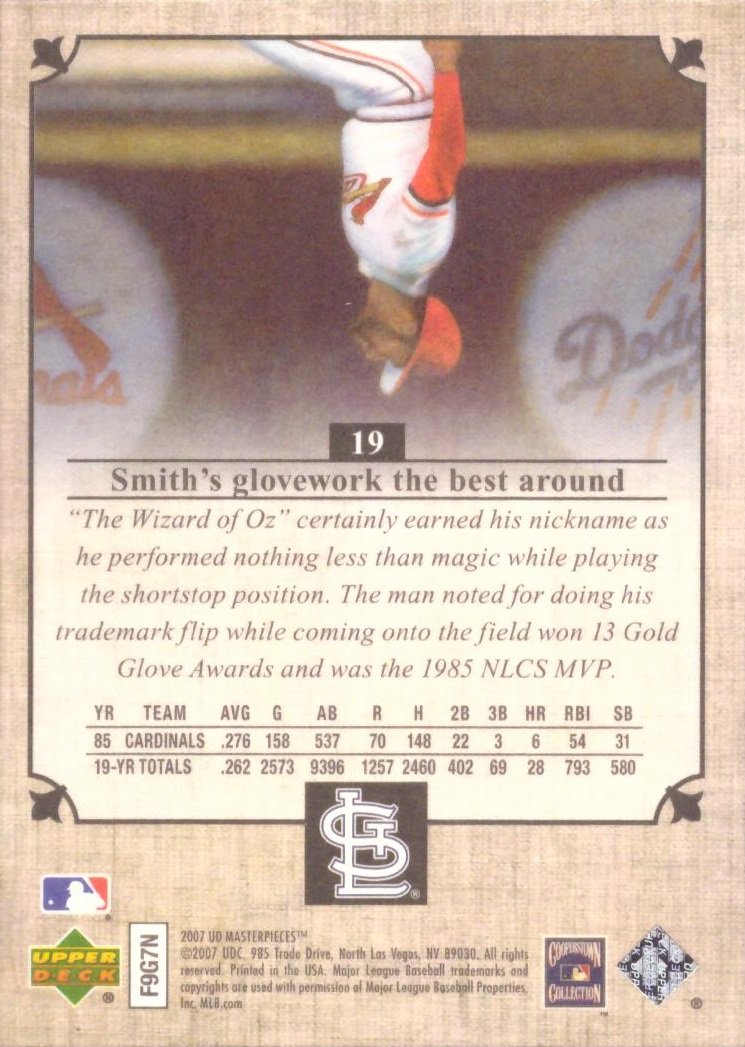 Amazon.com: 2007 Upper Deck Masterpieces #19 Ozzie Smith Baseball