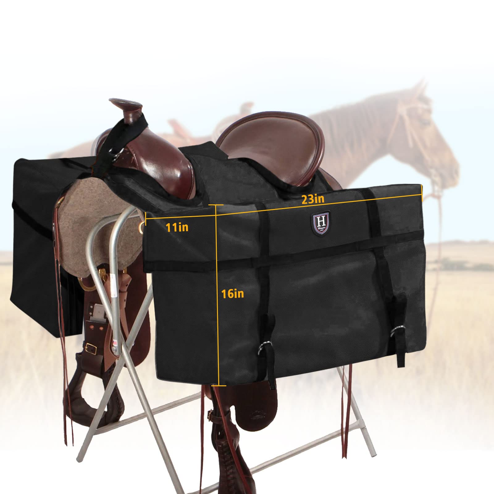 Harrison Howard Over-The-Horn Saddle Pack Panniers - Contoured No-Bounce Design For Western Saddles