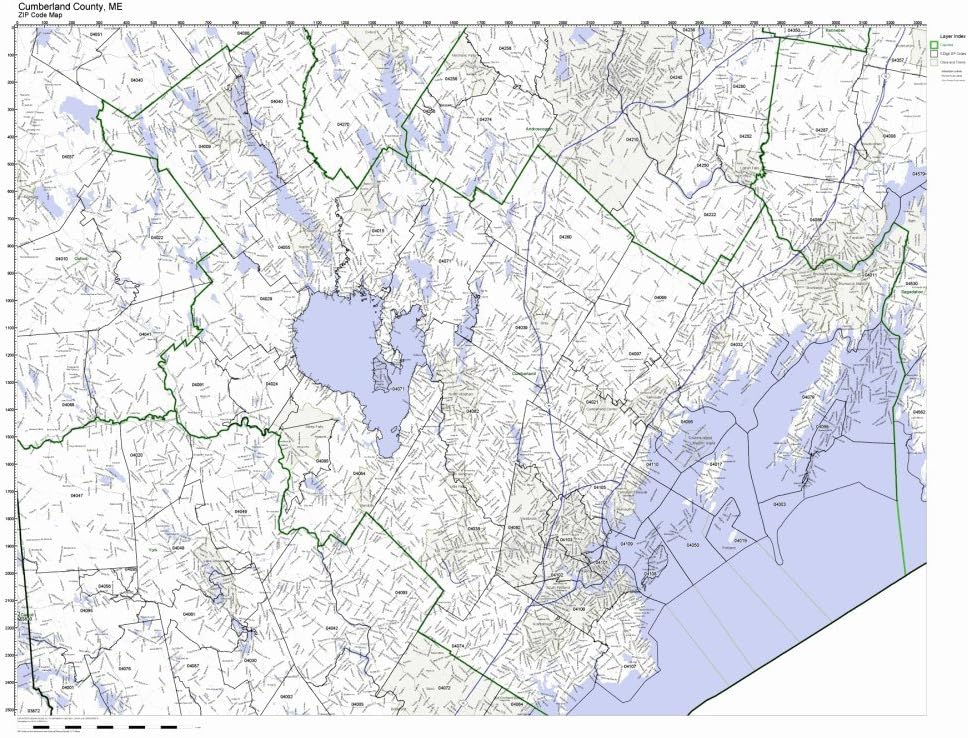 Working Maps Cumberland County, Maine ME Zip Code Map Not
