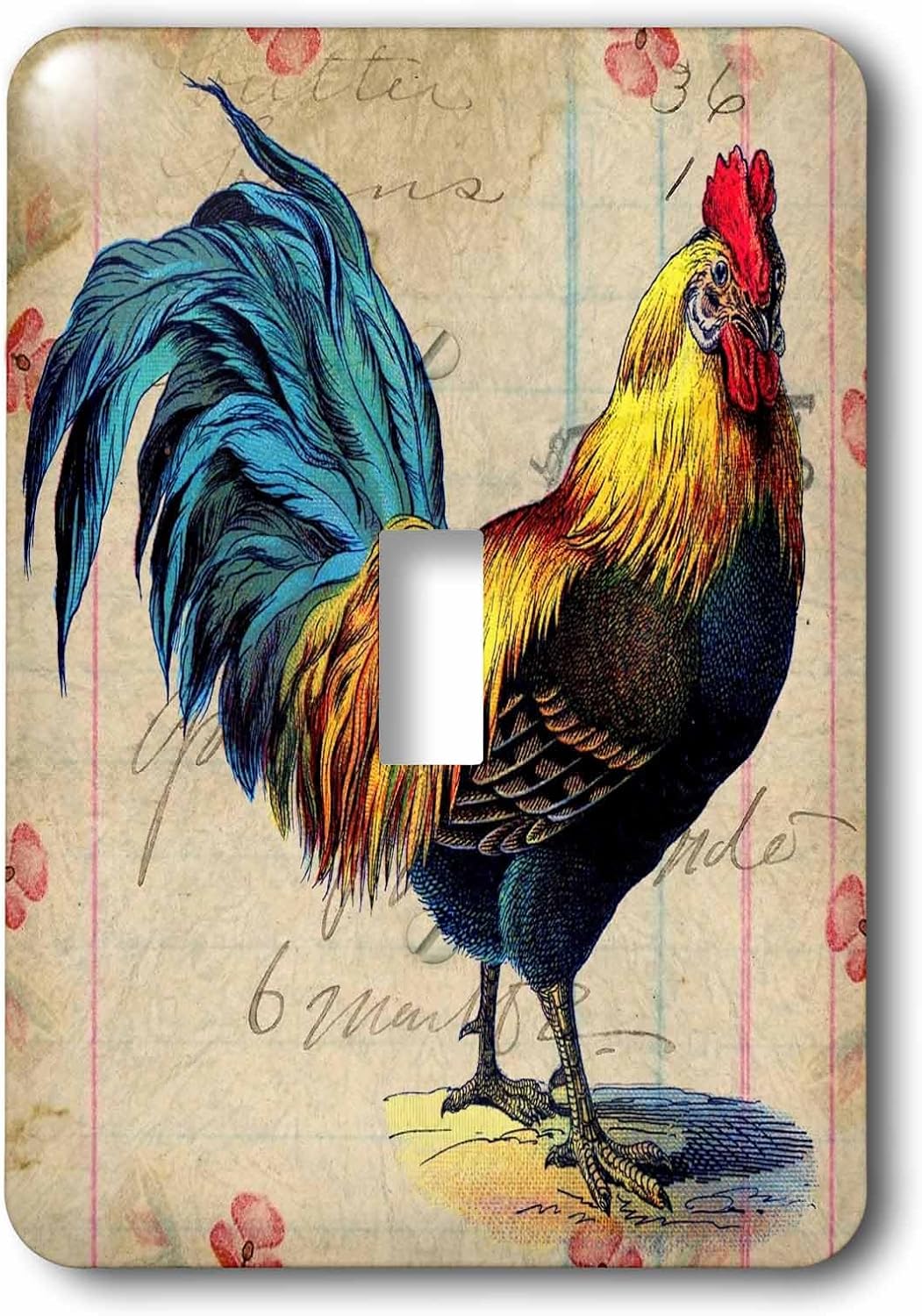 3dRose LLC lsp_108229_1 Vintage Rooster Digital Art By Angelandspot Single Toggle Switch
