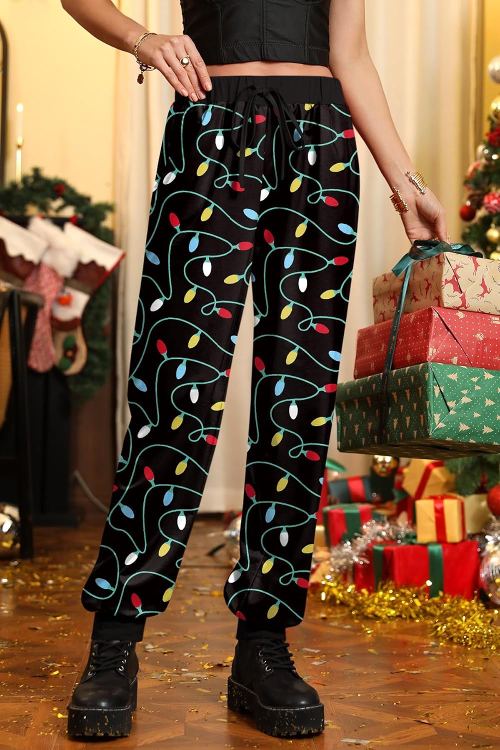 For G and PL Women St Patricks Day Clover Jogger Pants Elastic Waist Lounge Pants with Pockets - Image 5