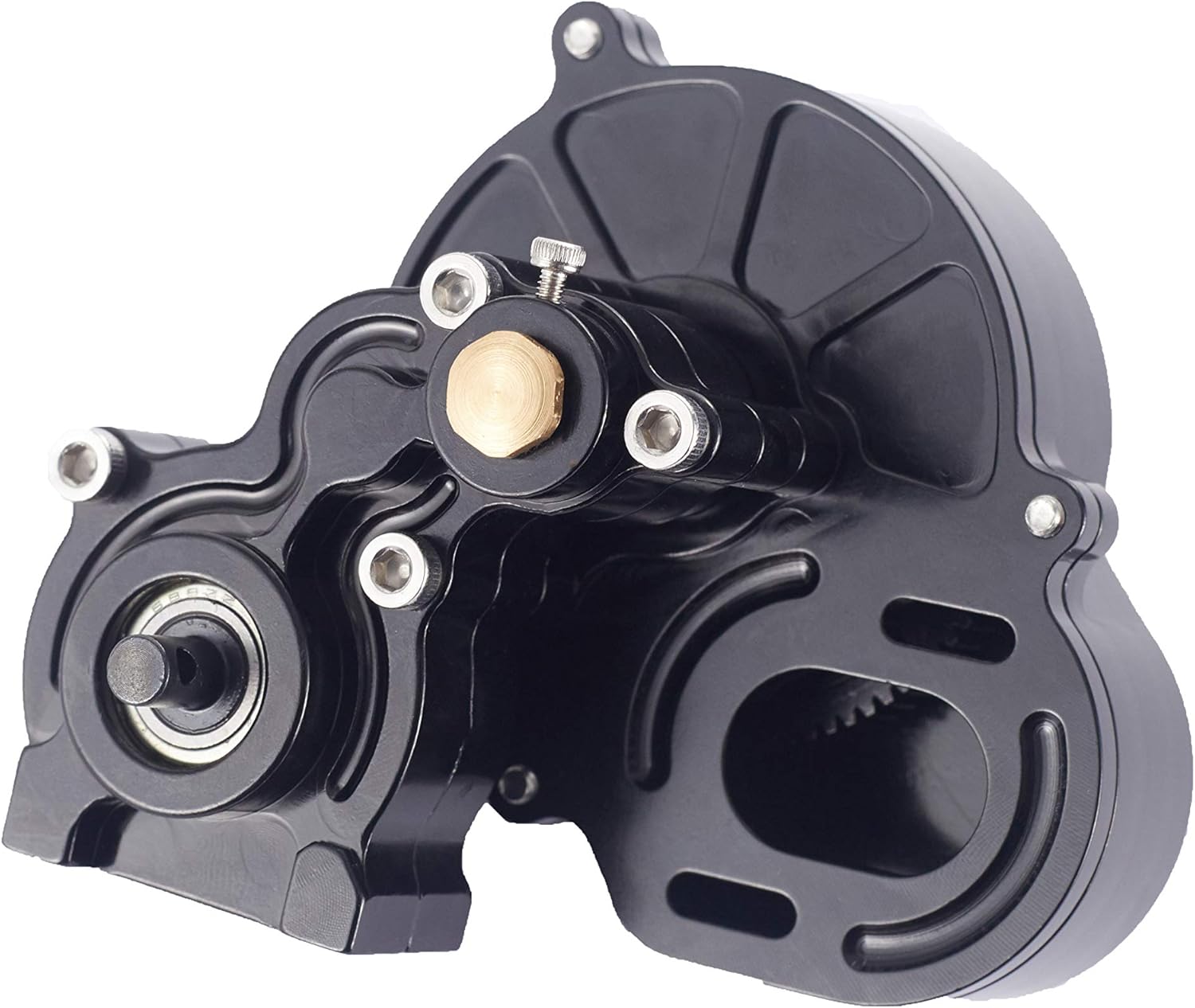 1/10 RC Car Transmission Case Gearbox with Gear Full Alloy Assembled for SCX10 SCX10 II 90046 90047 RC Crawler Car, Black