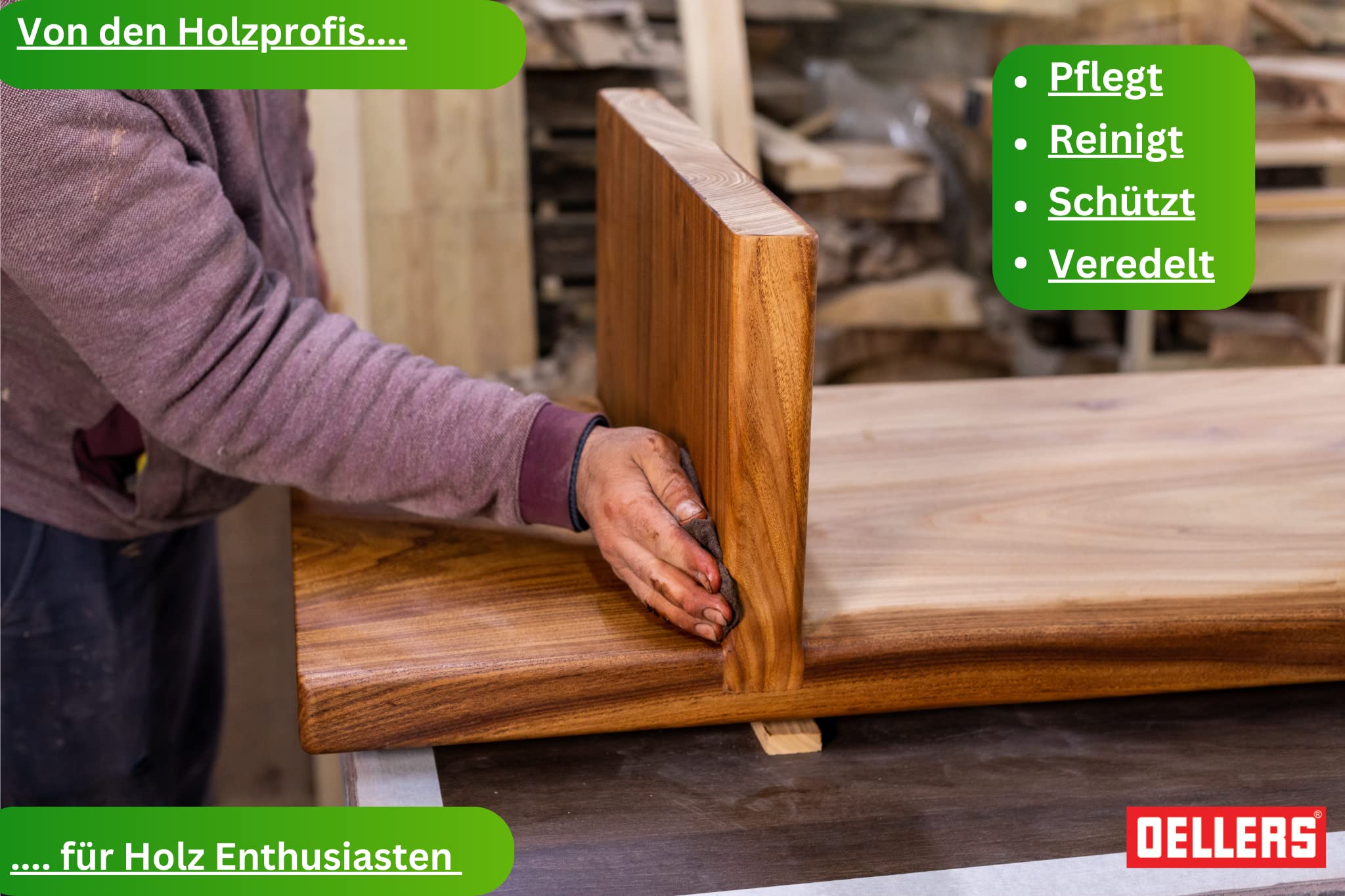 OELLERS Holzschutzöl für Innenbereiche & Außenbereiche, 1 Liter, für Lärche, Eiche, Teak, Douglasie u.v.m. Holz Öl für außen und innen, Holz Pflegeöl für Gartenmöbel, Terrassen, Dielen, Bangkirai Öl