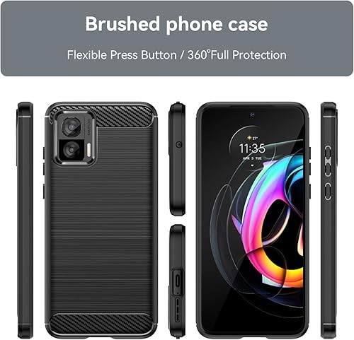 Miniatura 2 de Funda delgada para Motorola Edge 30 Neo, diseño de moda de fibra de carbono suave con grado militar a prueba de golpes y protección de lente de