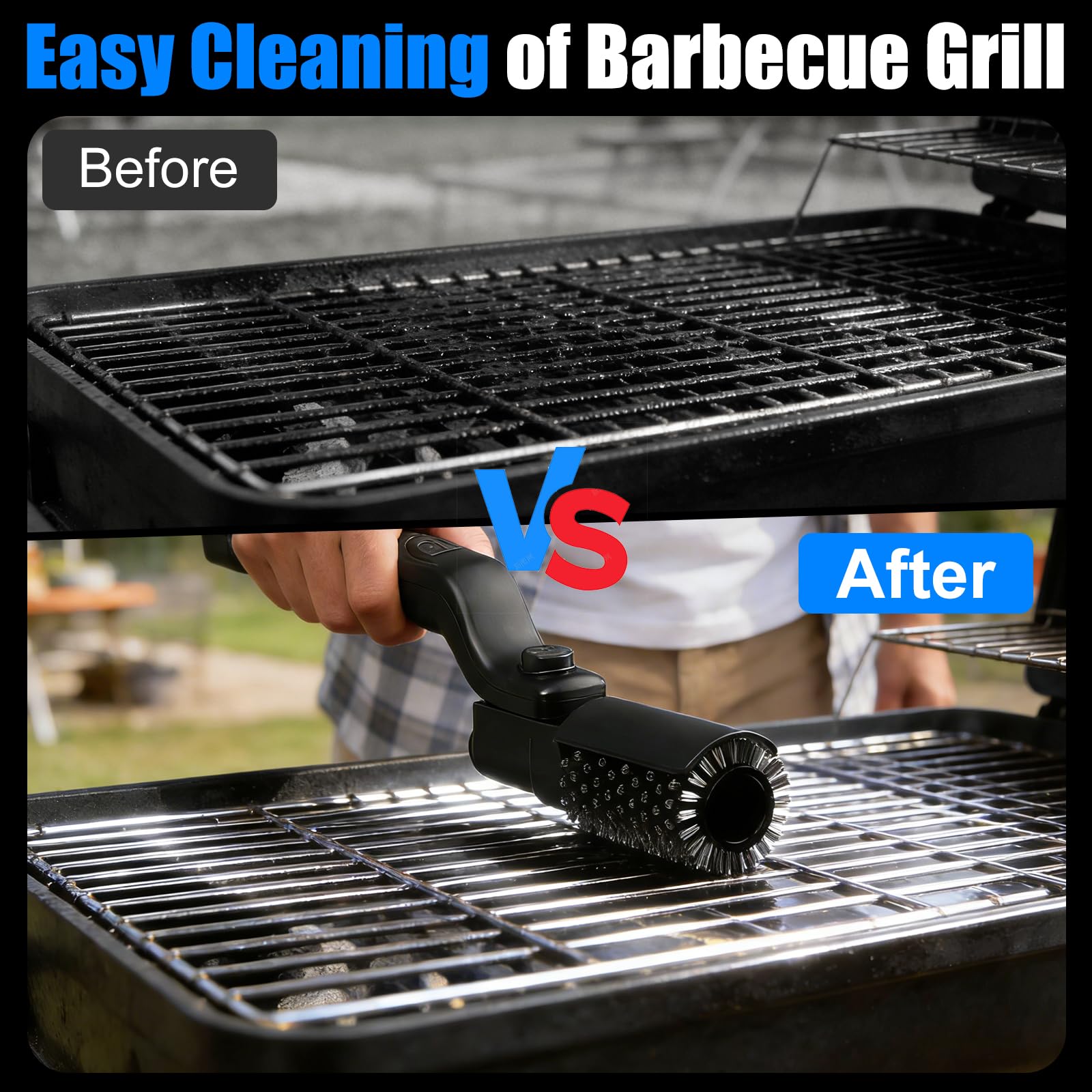 Cepillo Eléctrico para BBQ con Cabezales Intercambiables Inoxidable