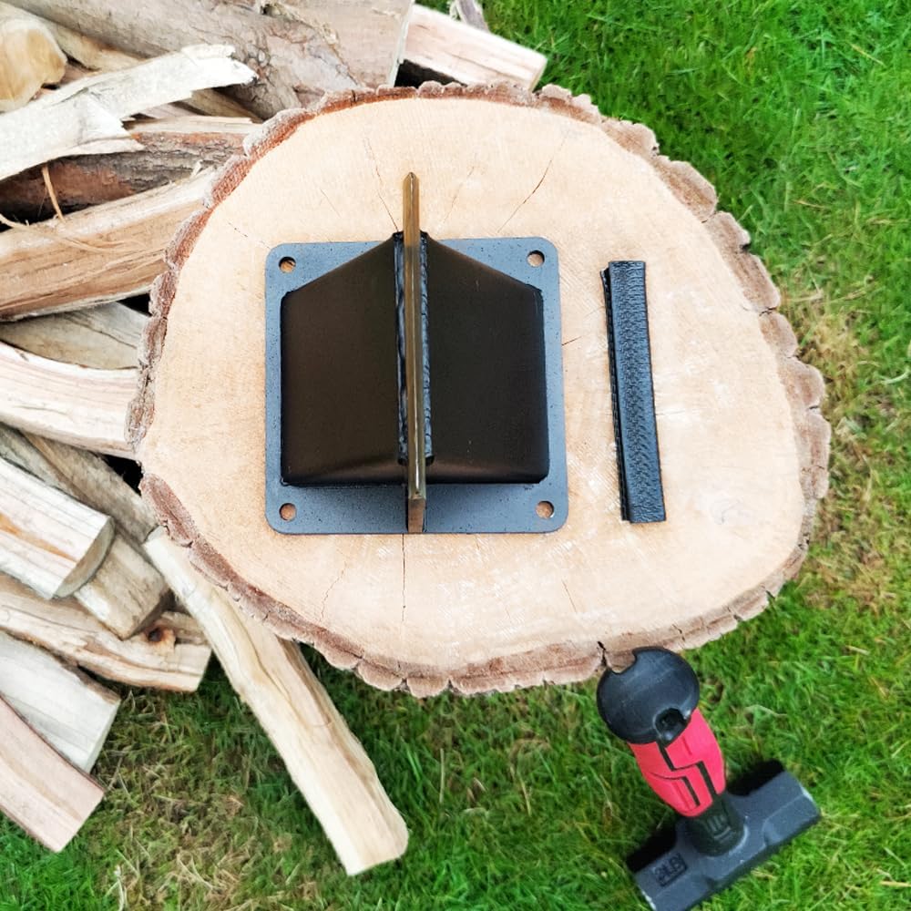5-Inch Kindling Splitter, Portable Log Splitting Wedge with Safety Cover & Mounting Screws - for Firewood, Fireplace, Fire Pit, and Camping Use