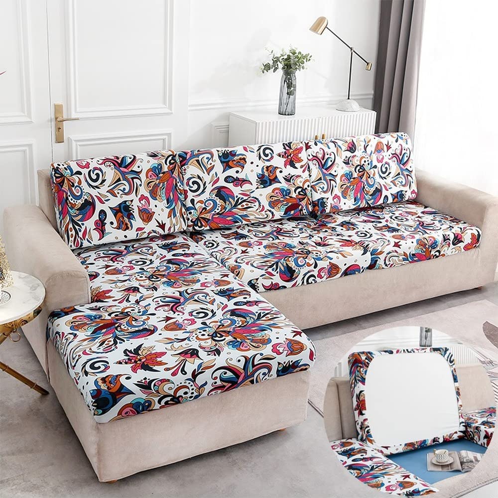Fundas para Sofa Chaise Longue XL con estampado floral elegante color 9 para sala de estar