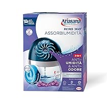 Ariasana Aero 360° kit assorbiumidità, deumidificatore ricaricabile non elettrico, assorbi umidità contro condensa e muffa, 1 dispositivo e 1 ricarica Tab lavanda da 450g