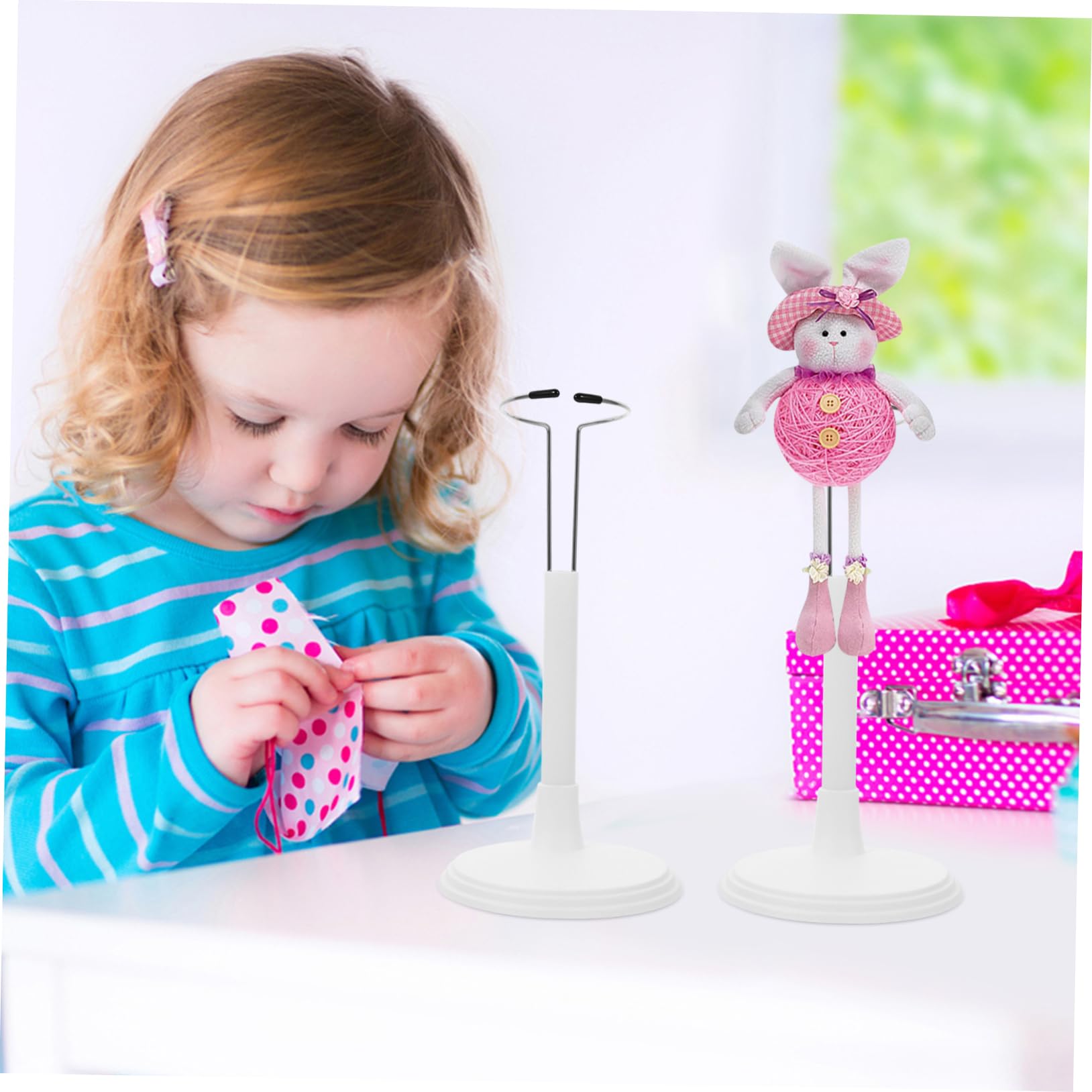 CORHAD 2sets Portable White Doll Stand Base Holder Doll Carrier Toy Display Rack Sturdy Storage Rack 2pcs*2