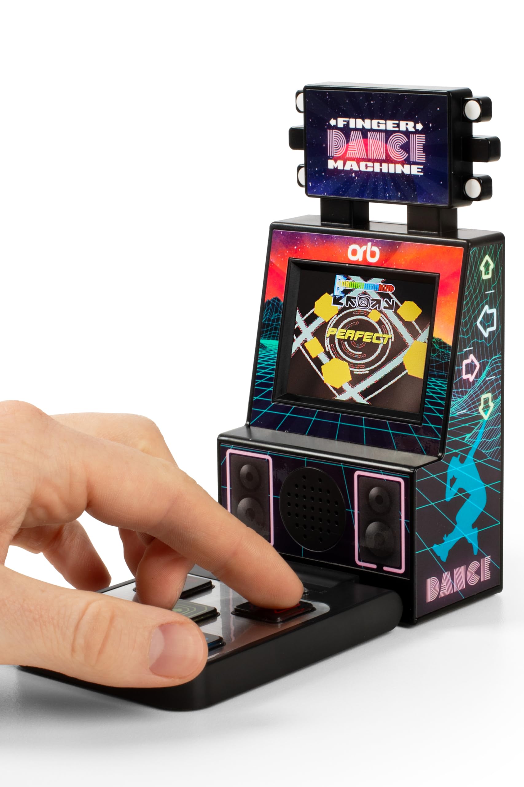 Orb, Mini Finger Dance Arcade Machine, 19 in-Built Songs, 4 Difficulty Levels, 8-Bit Retro Arcade Games