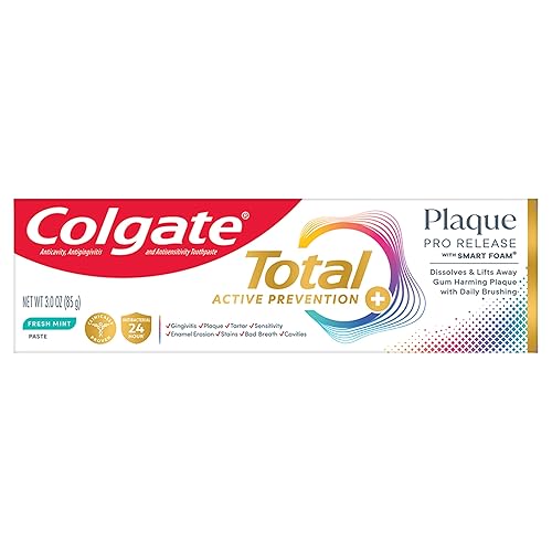 Vista 11 de Colgate Total Plaque Pro Release Pasta dental blanqueadora, pasta dental blanqueadora con flúor, combate la placa, el mal aliento, la acumulación