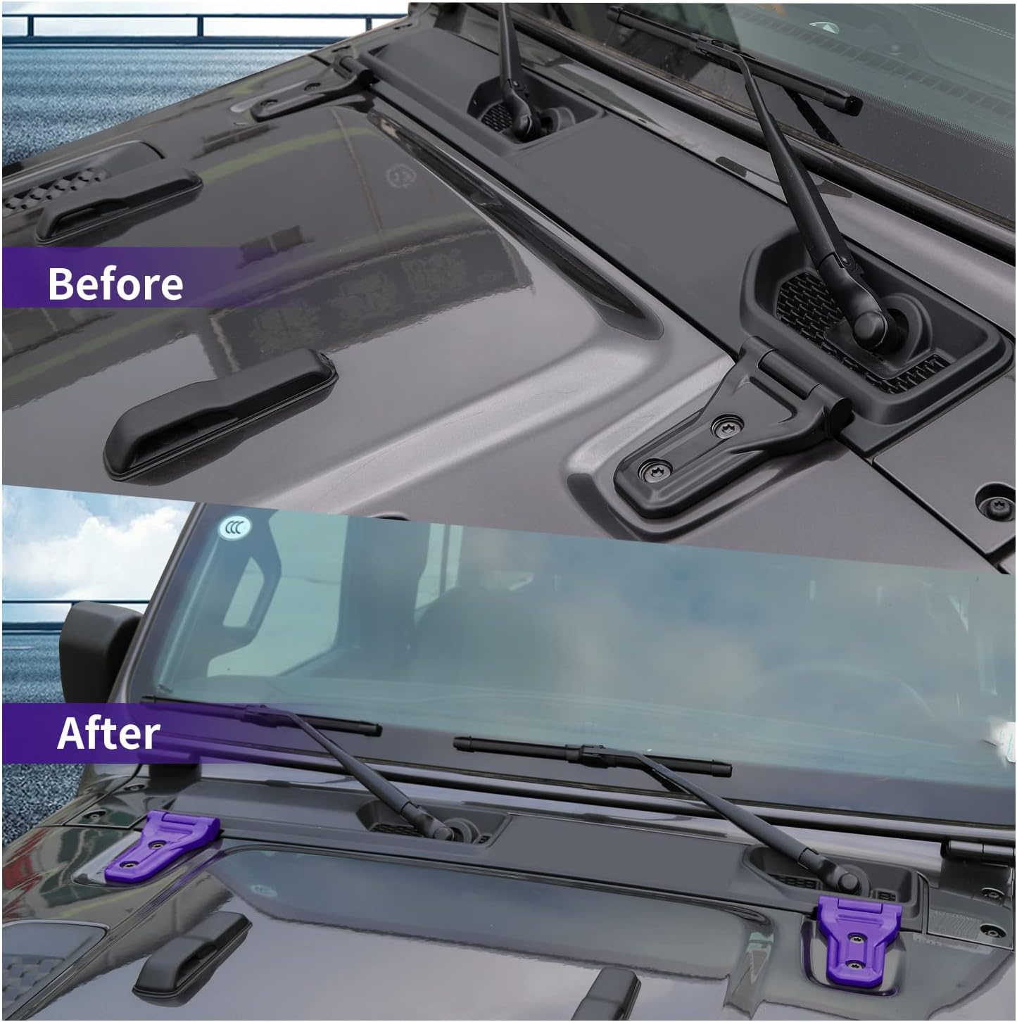 SQQP Hood Hinge Cover Decoration Trim Exterior Cover Kit Fit for 2018-2025 Jeep Wrangler JL JLU & Gladiator JT(Purple)