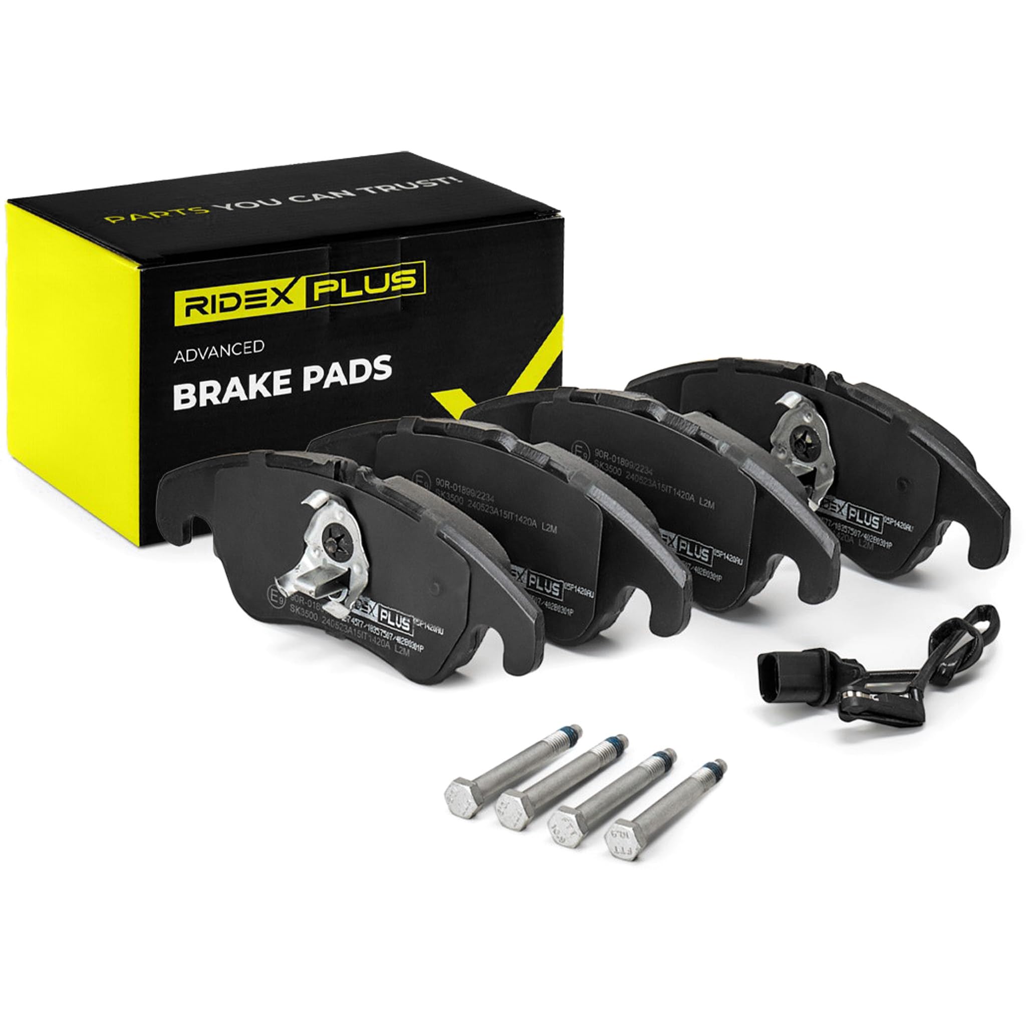 RIDEX PLUS 402B0301P Bremsbelagsatz Bremsbeläge Vorne mit Verschleißwarnkontakt Kompatibel mit AUDI A4 Avant 8K5, B8