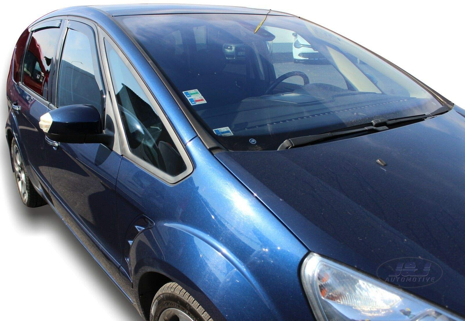 J&J AUTOMOTIVE Windabweiser passend für Ford S-Max 5-Türer 2006-2010 4tlg, Heko Regenabweiser Vorne Hinten Getönt Dunkel Passform