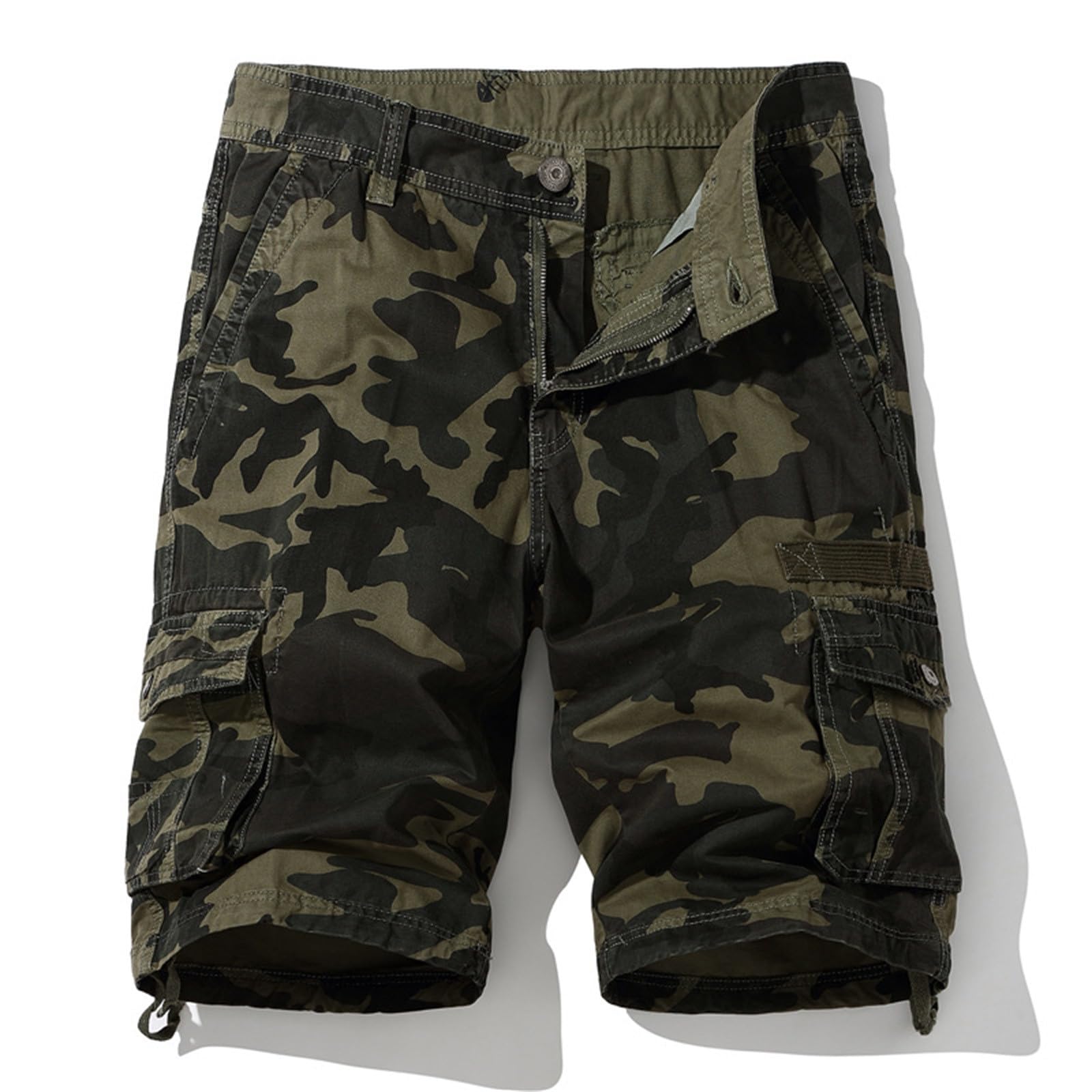 Pantalones cortos cargo de camuflaje para hombre, pantalones cortos de trabajo de camuflaje para hombre, pantalones tácticos retro para exteriores, pantalones cortos casuales de verano, senderismo