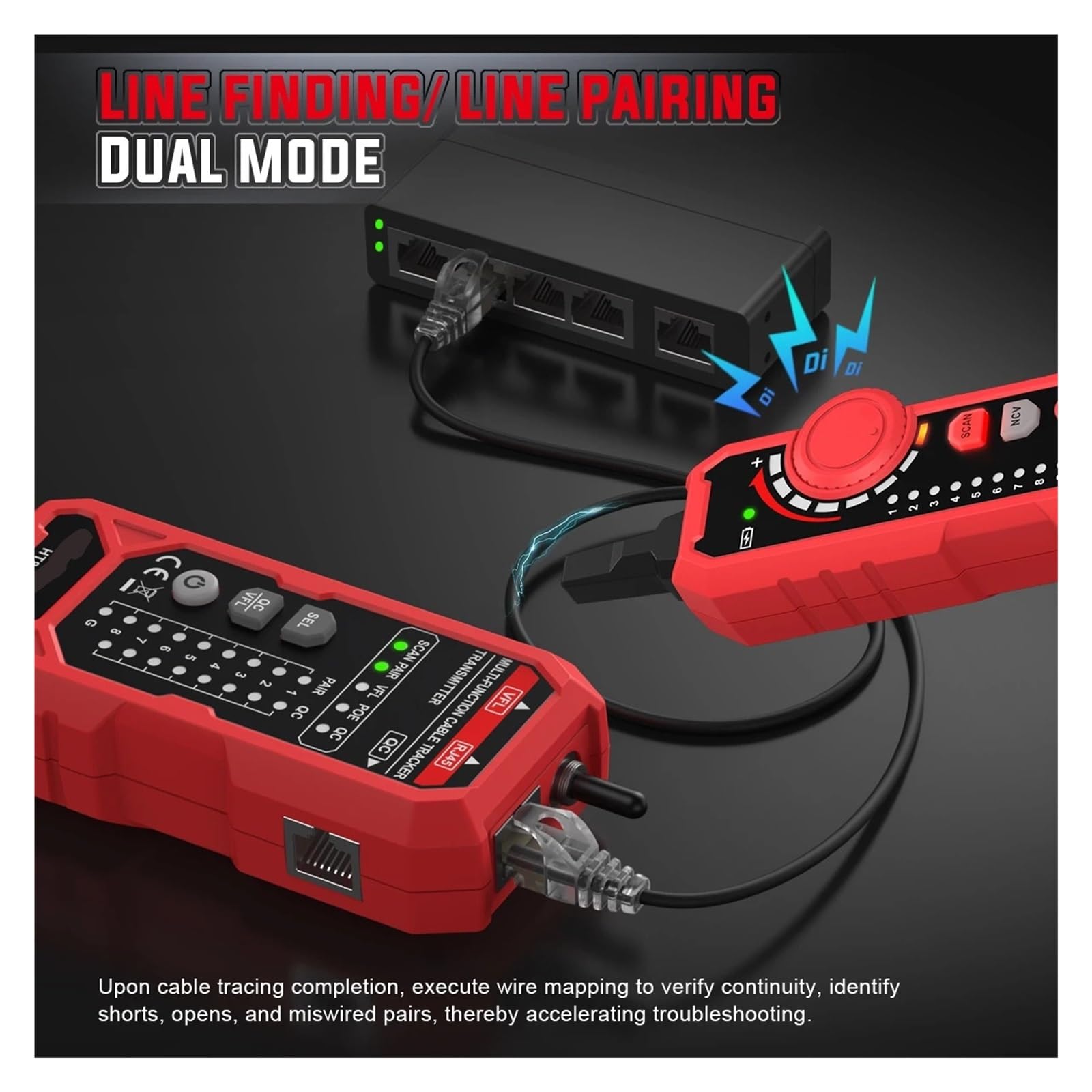 Netzwerkkabeltester, Netzwerkkabeltester, HT801A Multifunktional Mit LED-Licht, PoE, Leitungsdetektor Für RJ11 RJ45-Verfolgung,für Netzwerkkabel