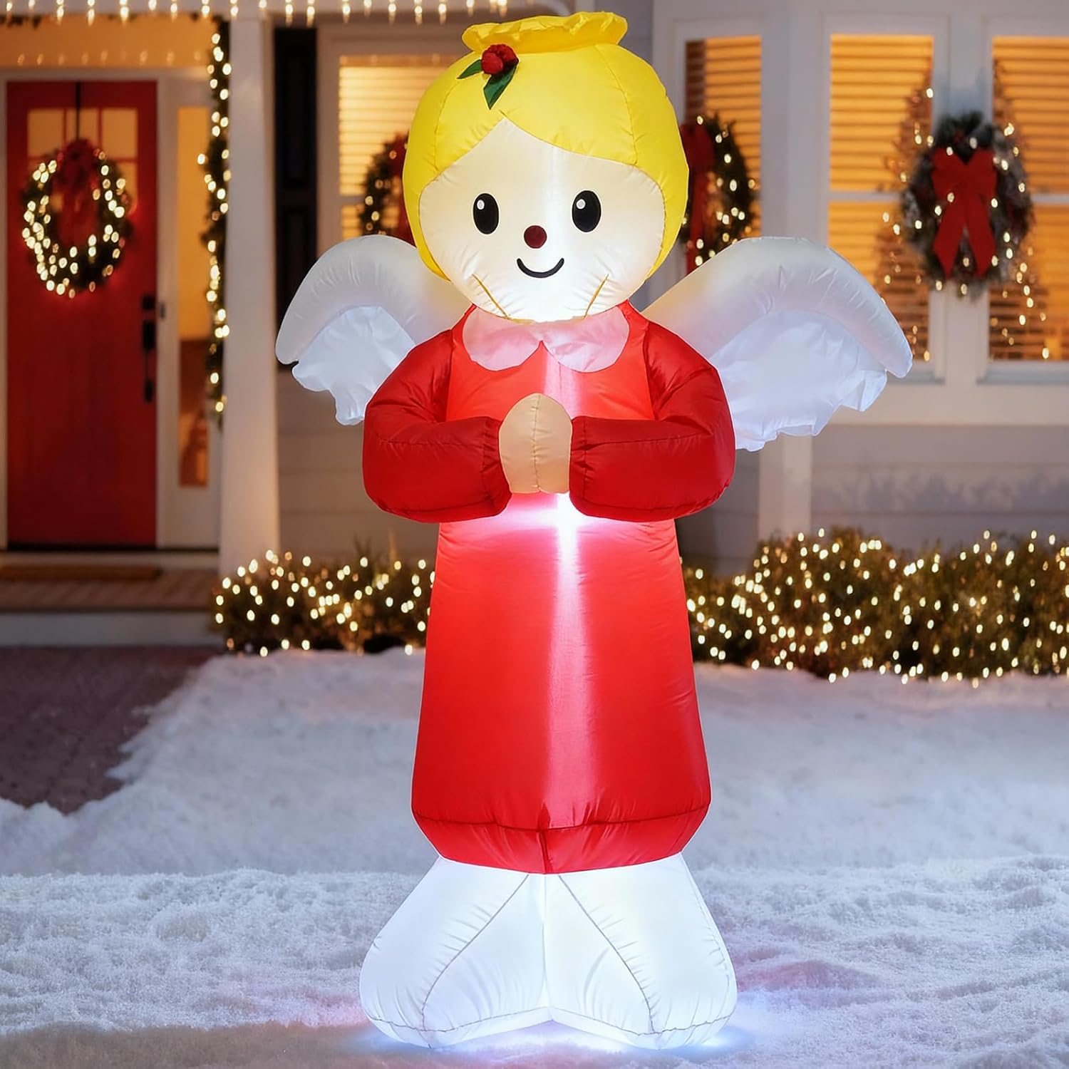 TRMESIA 4FT Inflatable Christmas Angel, Indoor Outdoor Decoration for Home School Church Xmas Blou up Decor Garden Yard Lawn Decor Holiday