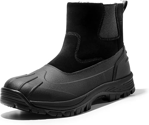 NORTIV 8 Botas de nieve de invierno para hombre, impermeables, aisladas, sin cordones