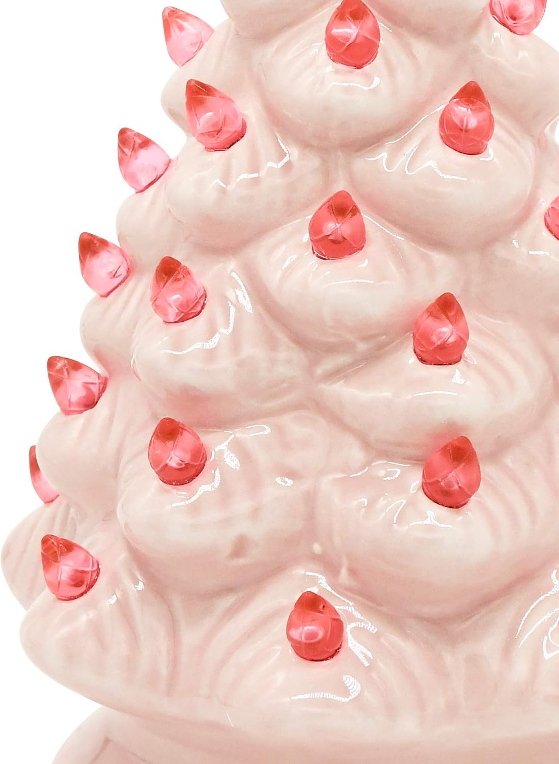 Joiedomi 7" Pink Ceramic Christmas Tree, Prelit Tabletop Christmas Tree with Extra Clear Top Star & Bulbs for Best Desk Decoration