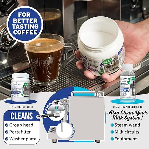 Miniatura 6 de Polvo limpiador de máquina de café 15.87 oz - Limpiador de máquina de café expreso para cabeza de grupo - Fórmula de limpieza de máquinas