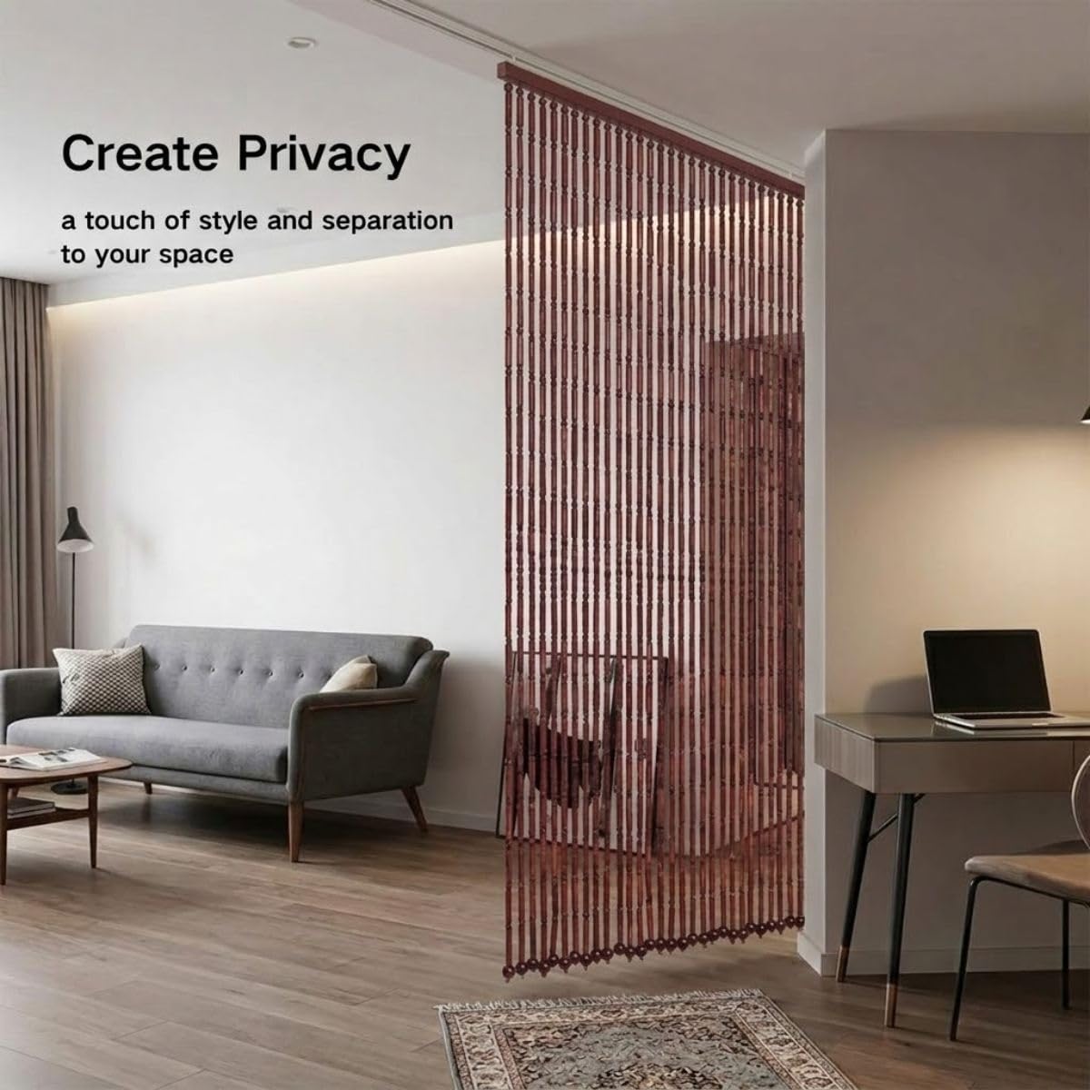 Genérico 70 Tiras Cortinas de Cuentas Madera 90x180 120x200 130x220cm, Separador de Habitaciones, Pantalla Privacidad Bambú, contra Insectos Balcón, Estilo Retro Macramé(Mahogany,120x200cm)