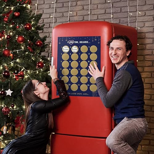 Miniatura 4 de KESOTE Calendario de Adviento de Navidad 2024 Tarjeta de póster para adultos y niños, 16.5 x 12 pulgadas, calendario de Adviento DIY (I Love You,