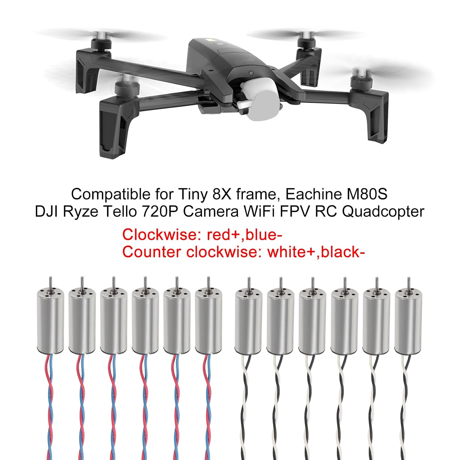 12pcs 8520/8.5x20mm Motor 15000KV Brushed Motors 4CW 4CCW Coreless Motor with JST-1.25 Connector for Model Aircraft/UAV/Quadcopter/Toy Aircraft, etc image 3
