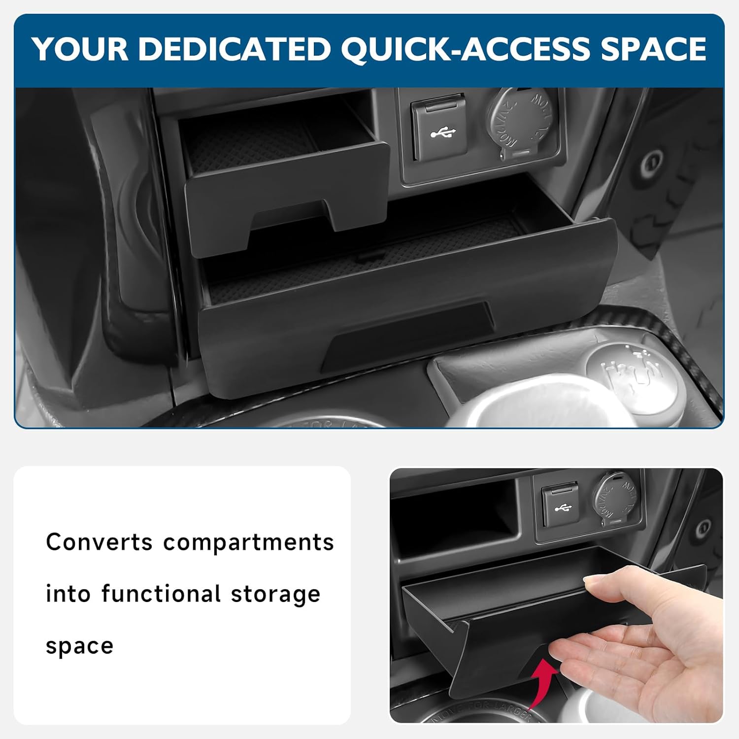 BlBLOZ 3PCS Center Console Organizer Compatible with 2010-2024 Toyota 4Runner Accessories, Center Console Hidden Box Organizer and Center Console Cubby Drawers for Toyota 4Runner Interior Accessories