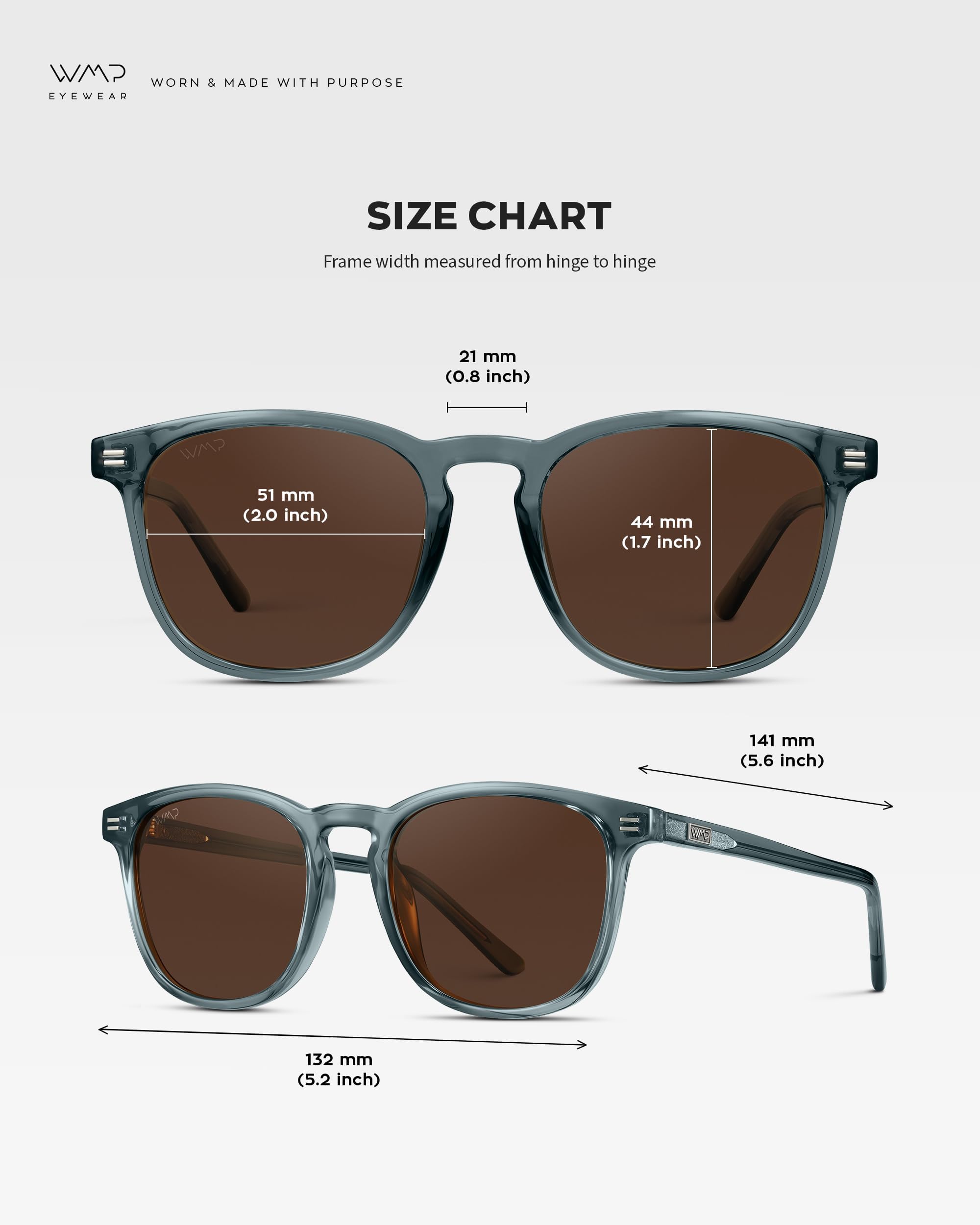 WearMe Pro WMP Eyewear - Occhiali da sole da uomo moderni, quadrati e arrotondati, polarizzati