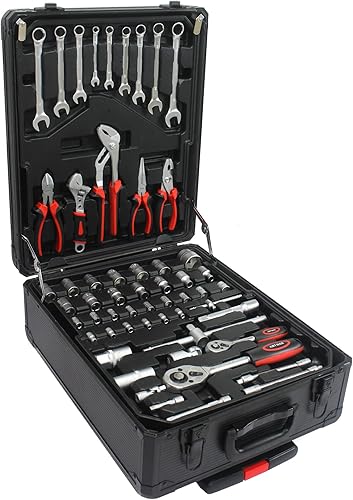 Miniatura 7 de Juego de herramientas y 4 cajones con ruedas, caja de herramientas rodante, almacenamiento de herramientas mecánicas, caja de herramientas rodantes