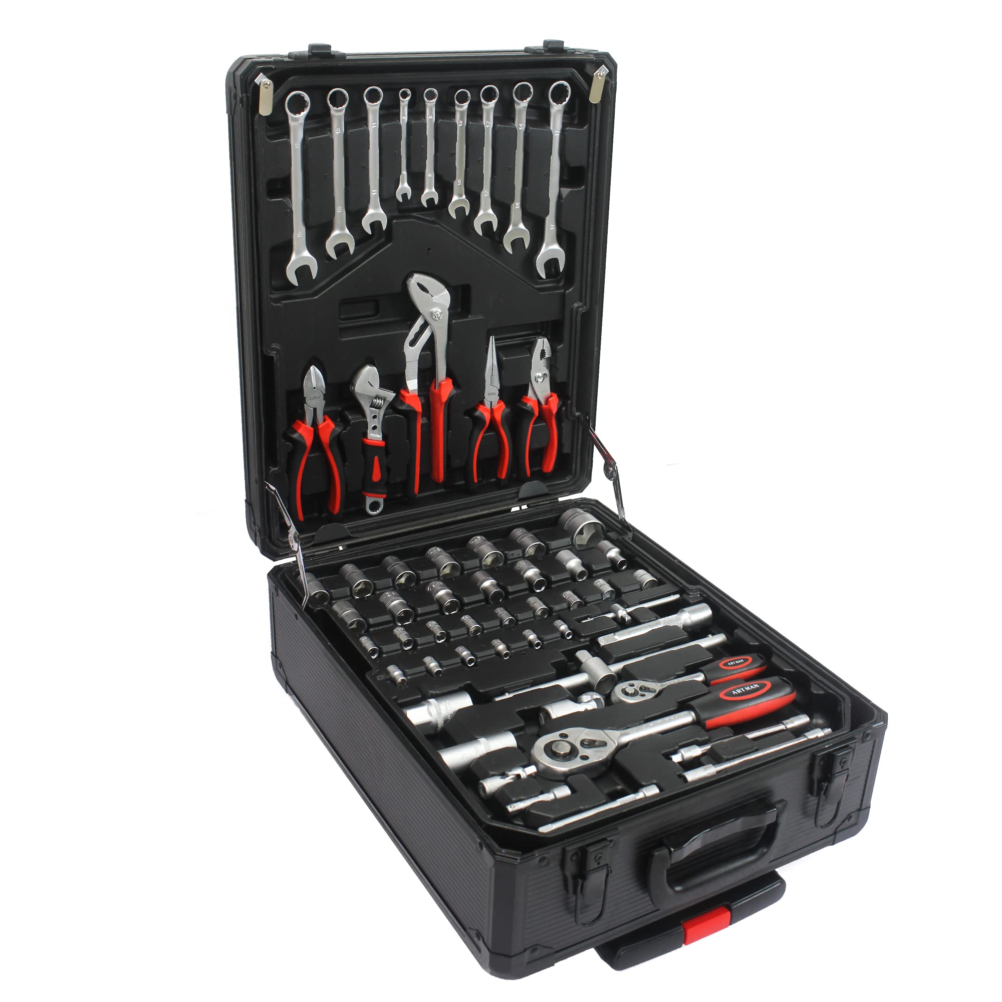Maletín de Herramientas 899 Piezas, Carro con Ruedas, Negro, Set de Bricolaje
