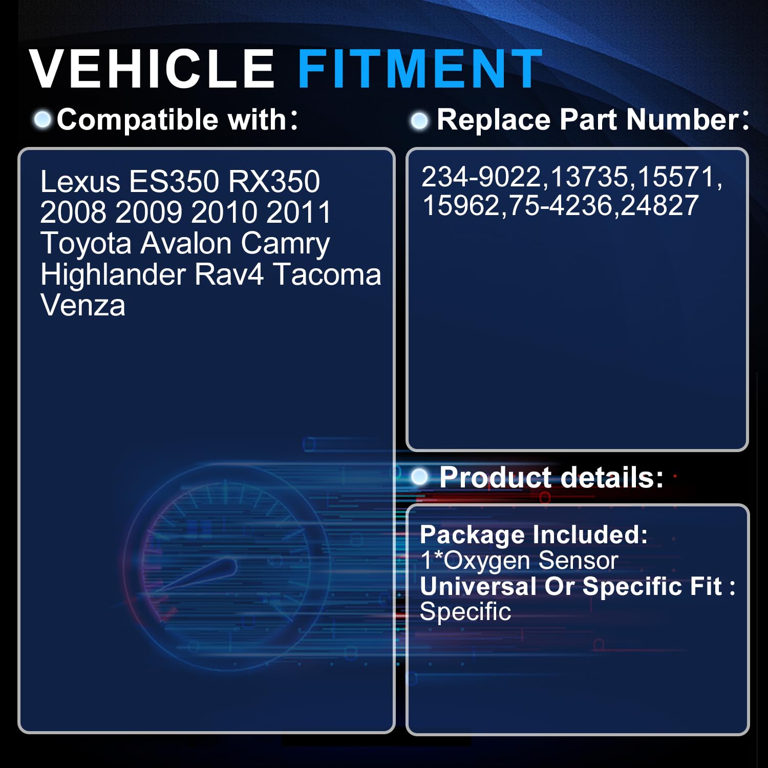 234-9022 O2 Oxygen Sensor Compatible with Lexus ES350 RX350 2008 2009 2010 2011 Toyota Avalon Camry Highlander Rav4 Tacoma Venza,Replace 13735
