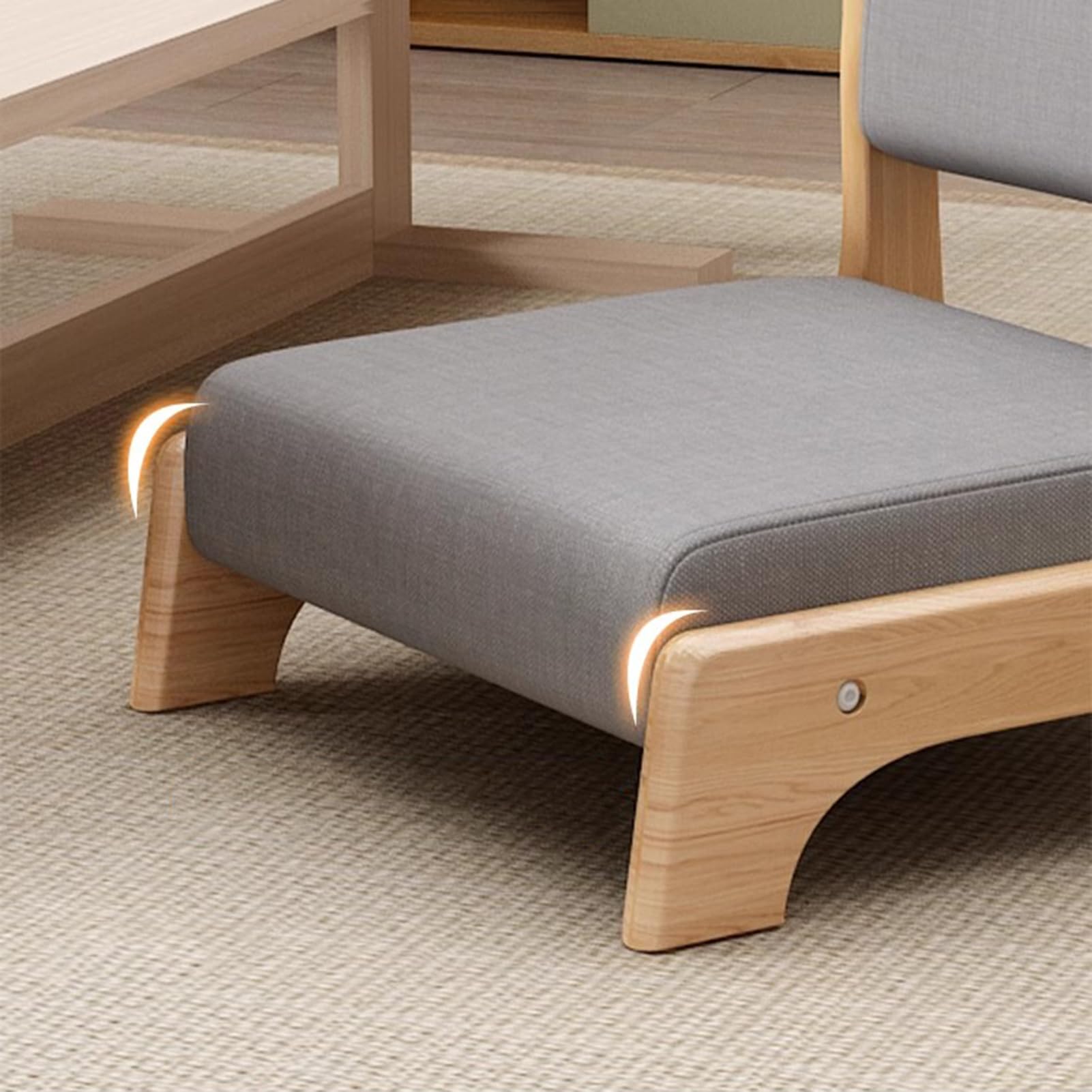 Silla De Piso Japonesa, Silla De Yoga De Meditación Tatami con Soporte para Respaldo, Taburete Sin Patas, Silla De Respaldo De Madera Maciza