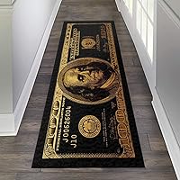 Vista 1 de JUST BREATHE Alfombras negras y doradas de 100 dólares, alfombra antideslizante con parte trasera de goma para cuarto de servicio, alfombra