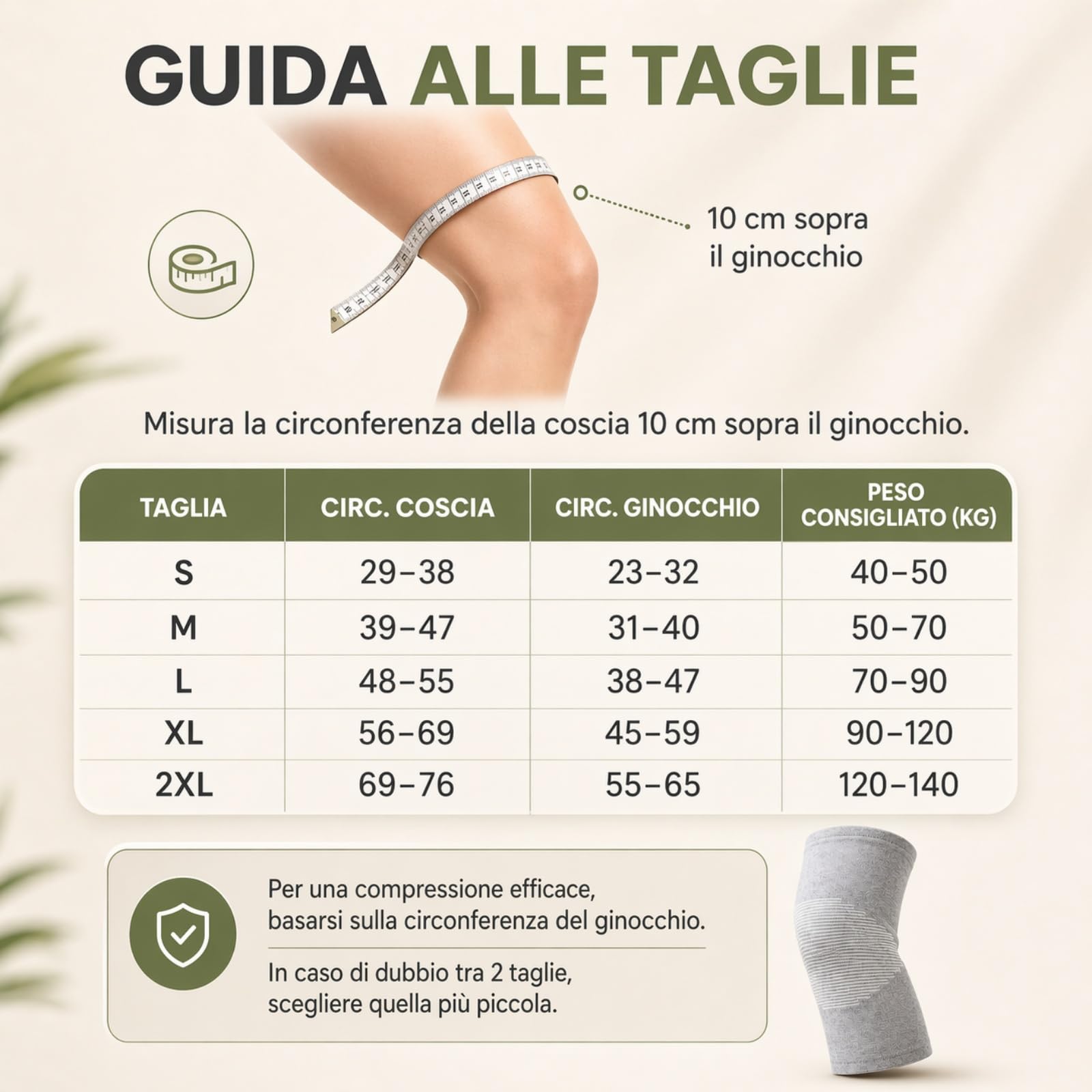 Generico Onepress Ginocchiera Bamboo, Ginocchiera in Bambù, Supporto Elastico Traspirante per Ginocchio, Compressione Ergonomica e Comfort Prolungato, Ideale per Sport (Grigio, L)